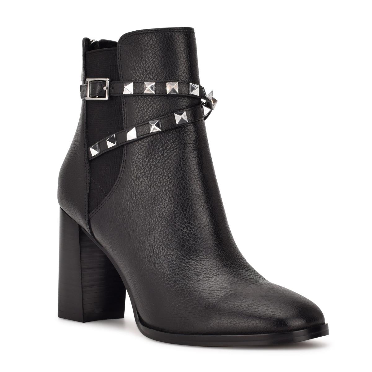 Botines Nine West Donda Tacón Negras | 7163GWJYX