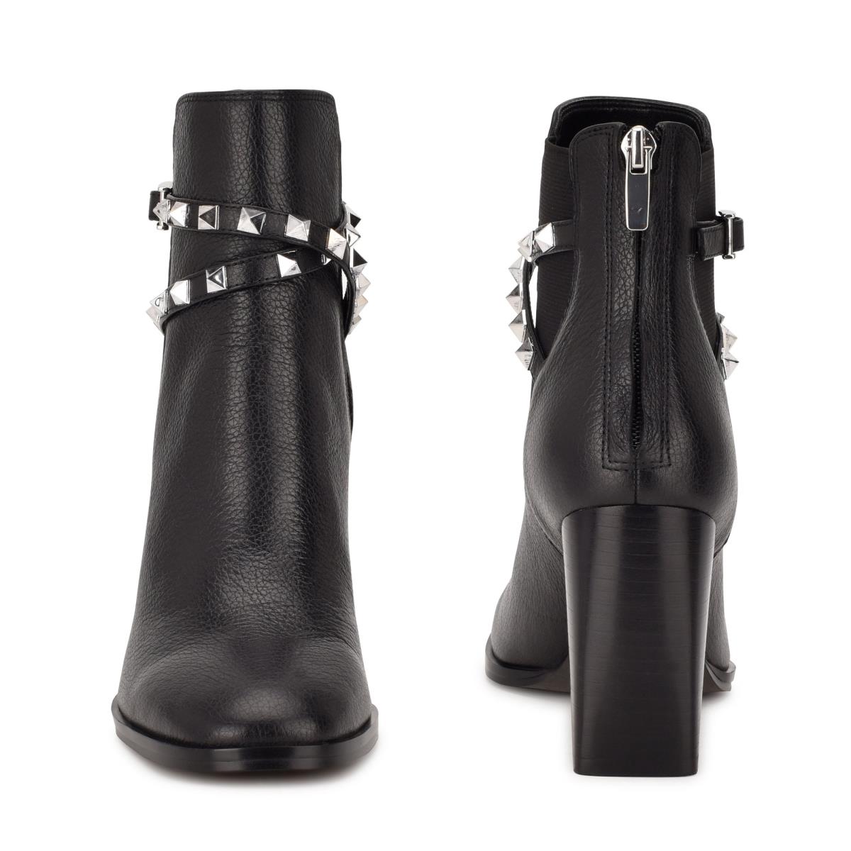 Botines Nine West Donda Tacón Negras | 7163GWJYX