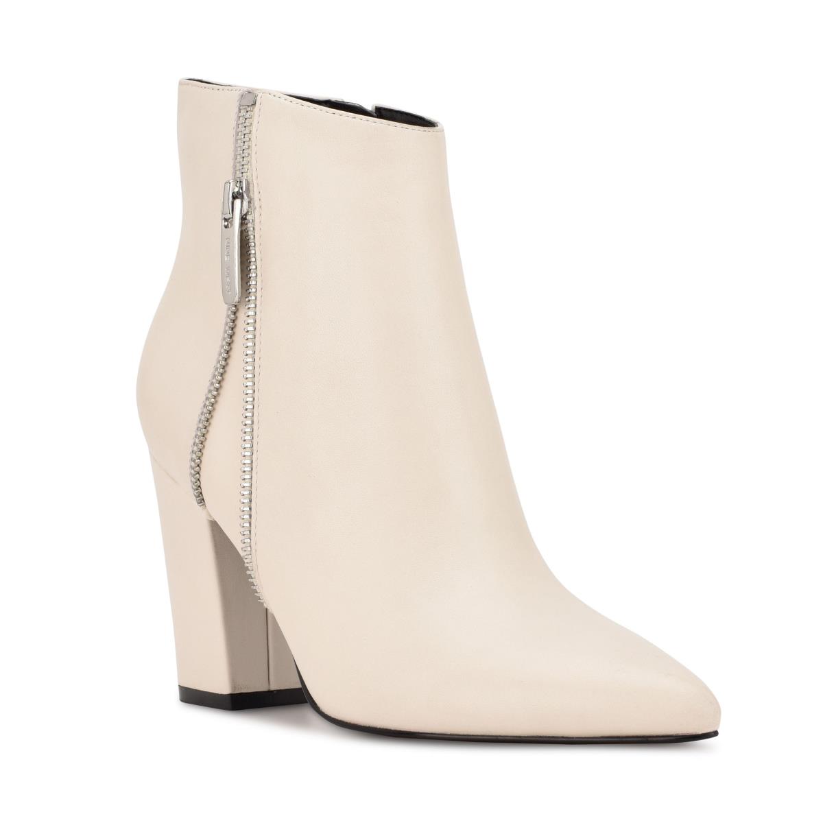 Botines Nine West Glorya Tacón Creme | 7093SKPQO