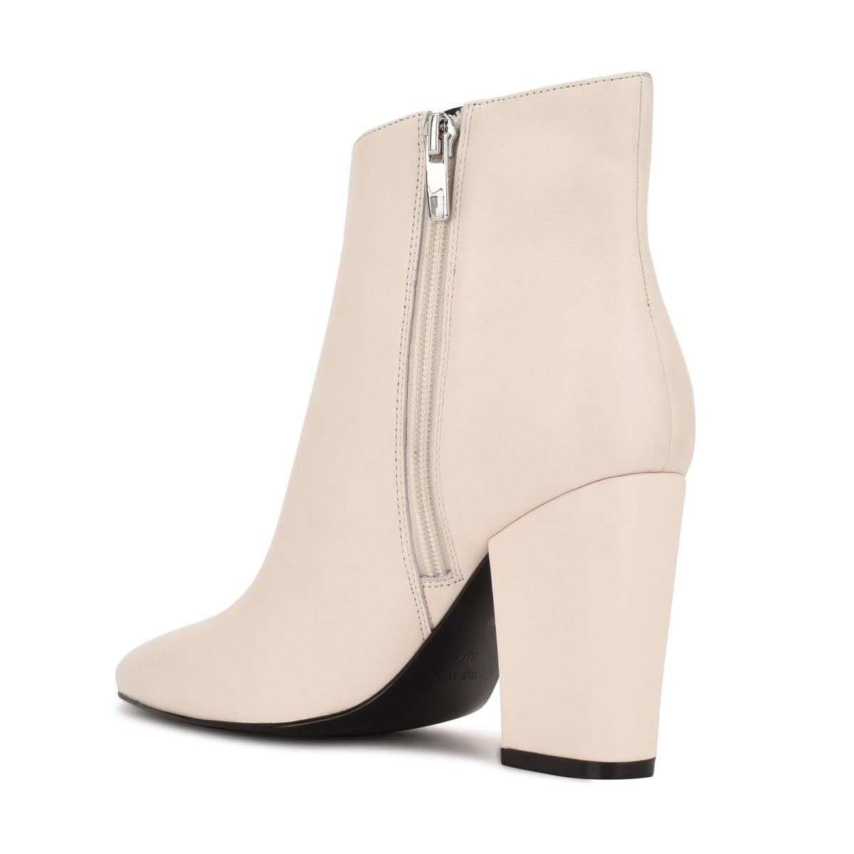 Botines Nine West Glorya Tacón Creme | 7093SKPQO