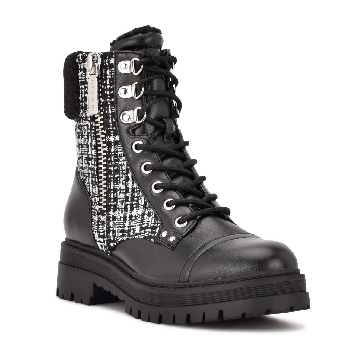 Botines Nine West Pike Combat Lug Sole Negras | 3698LXBZC