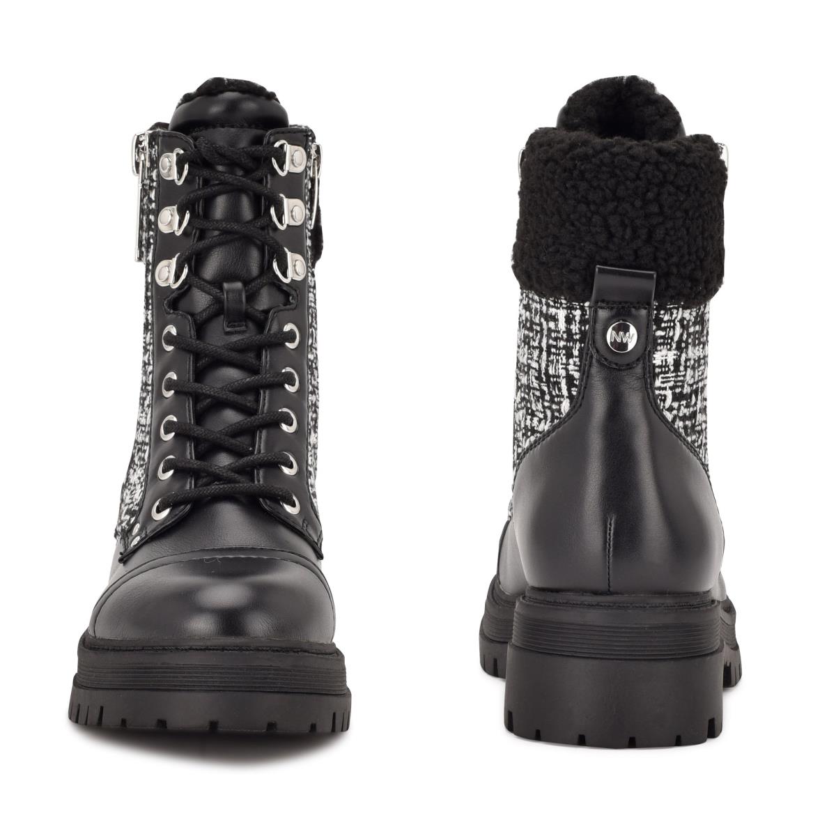 Botines Nine West Pike Combat Lug Sole Negras | 3698LXBZC