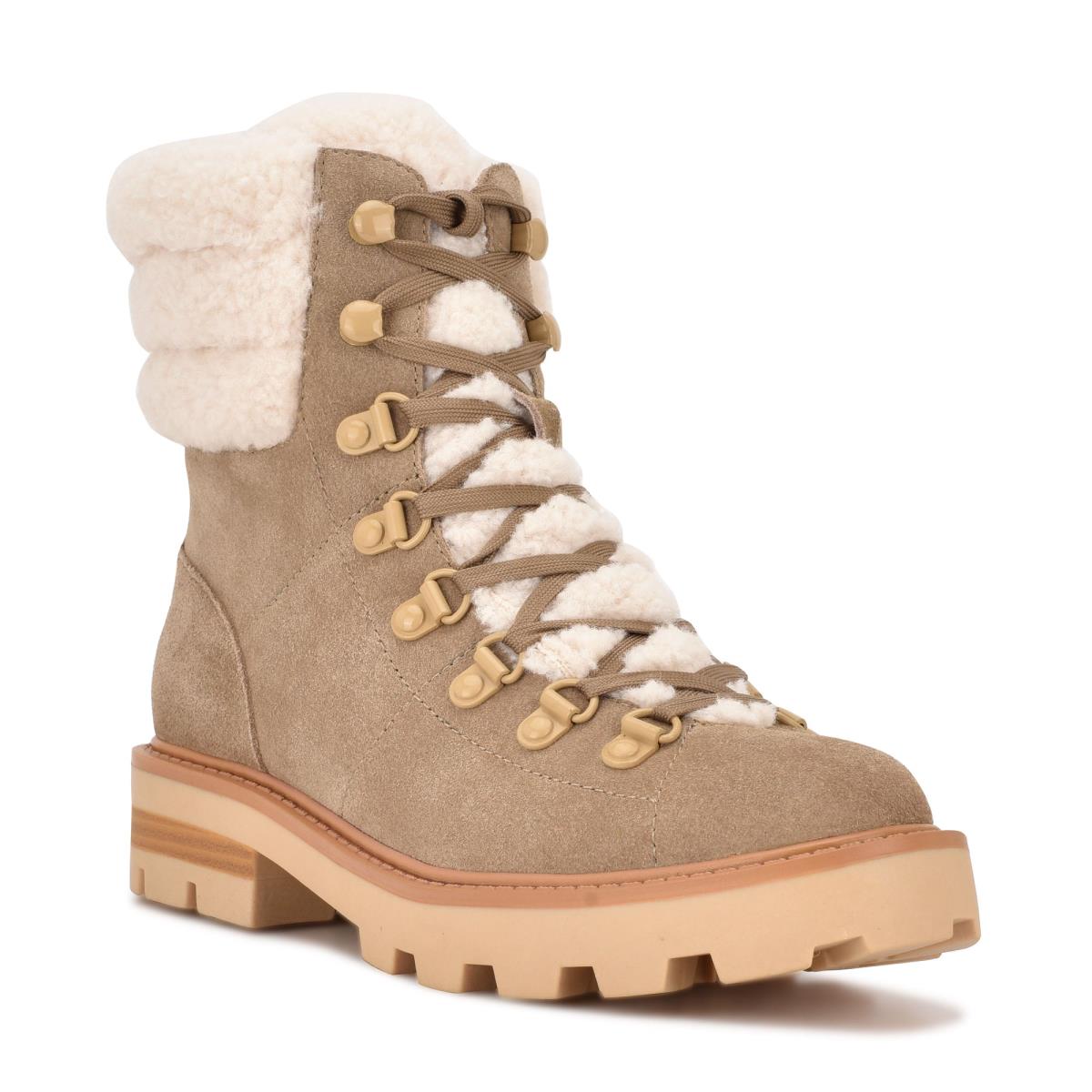 Botines Nine West Rima Combat Lug Sole Beige Claro | 3541MANZC