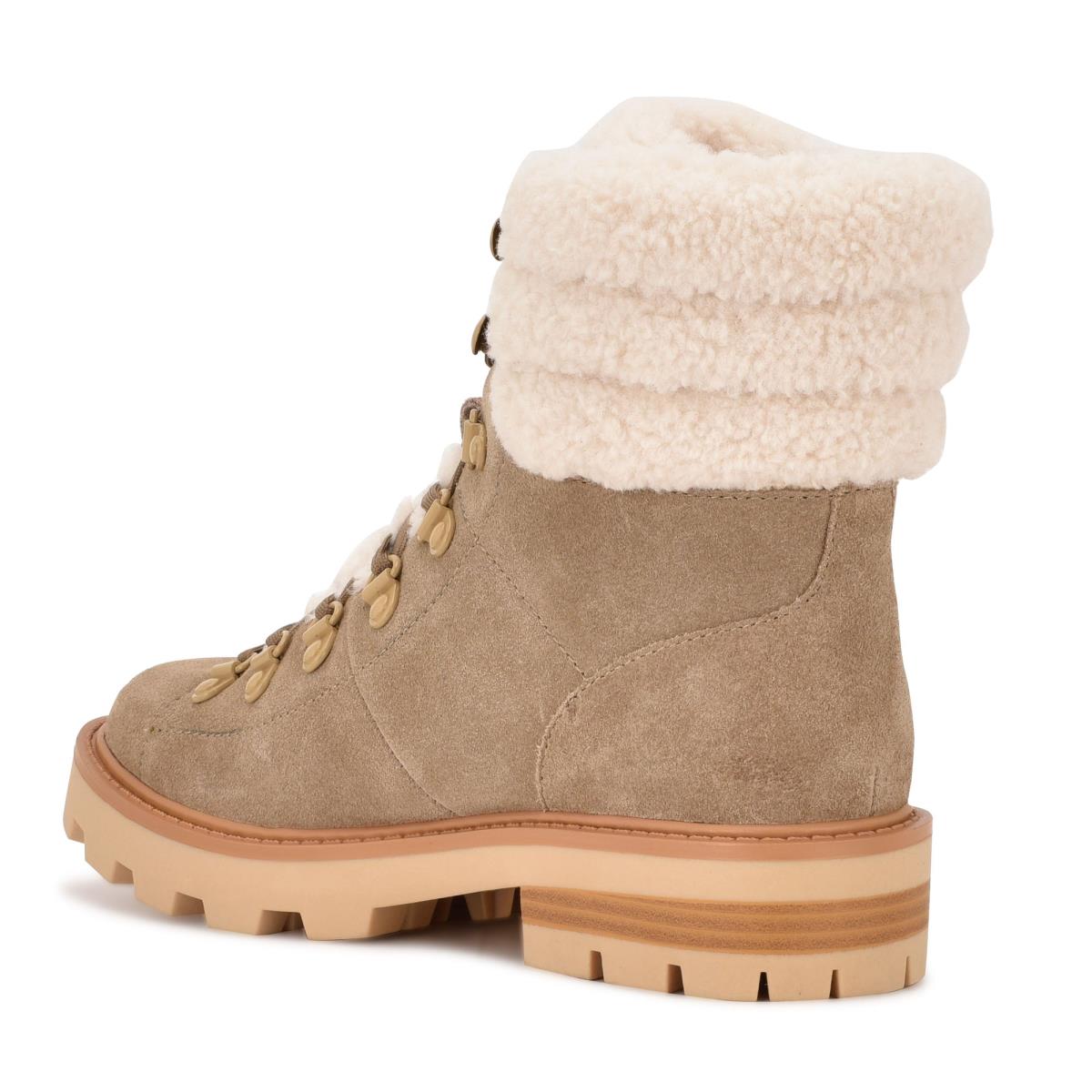 Botines Nine West Rima Combat Lug Sole Beige Claro | 3541MANZC