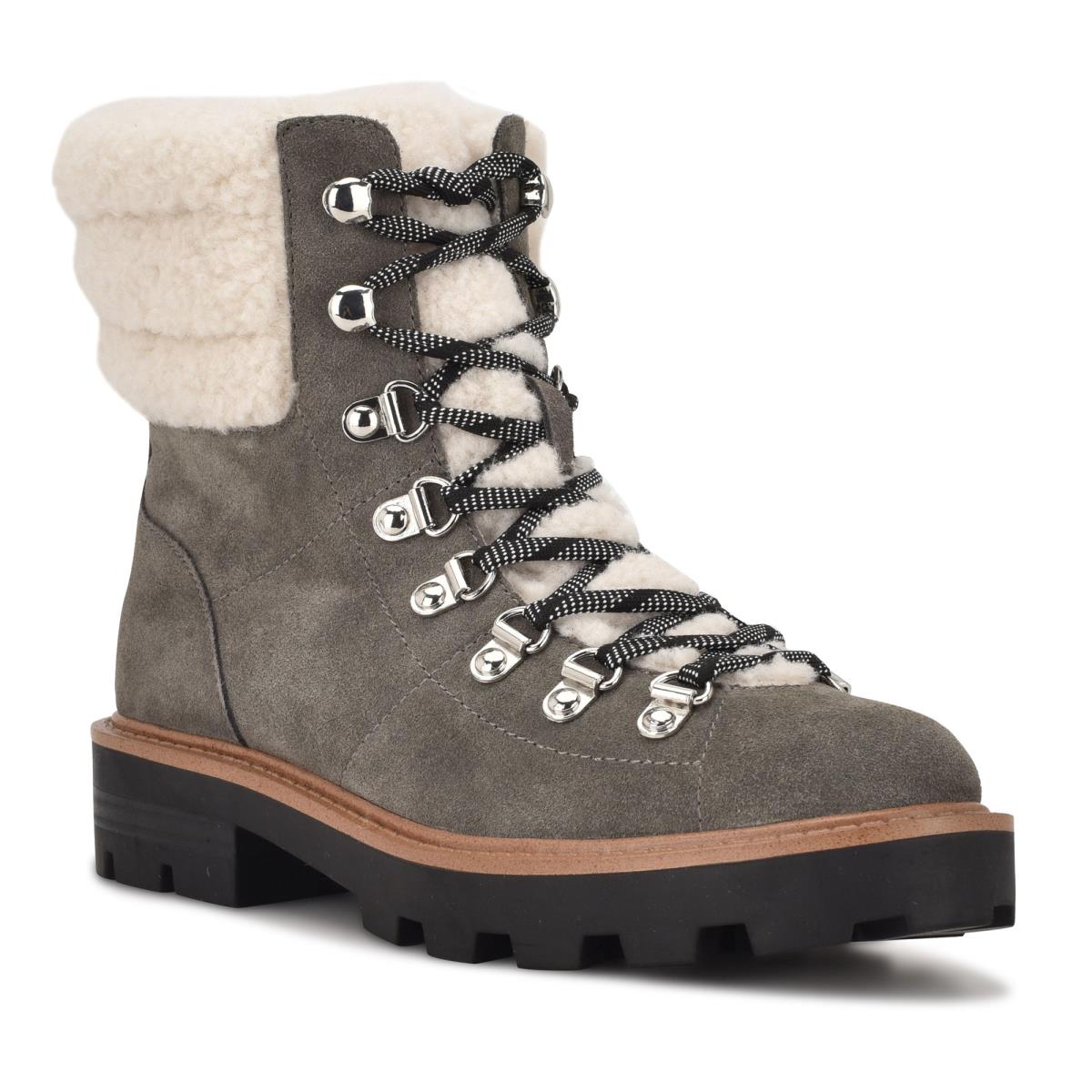 Botines Nine West Rima Combat Lug Sole Gris | 5687SCPIR