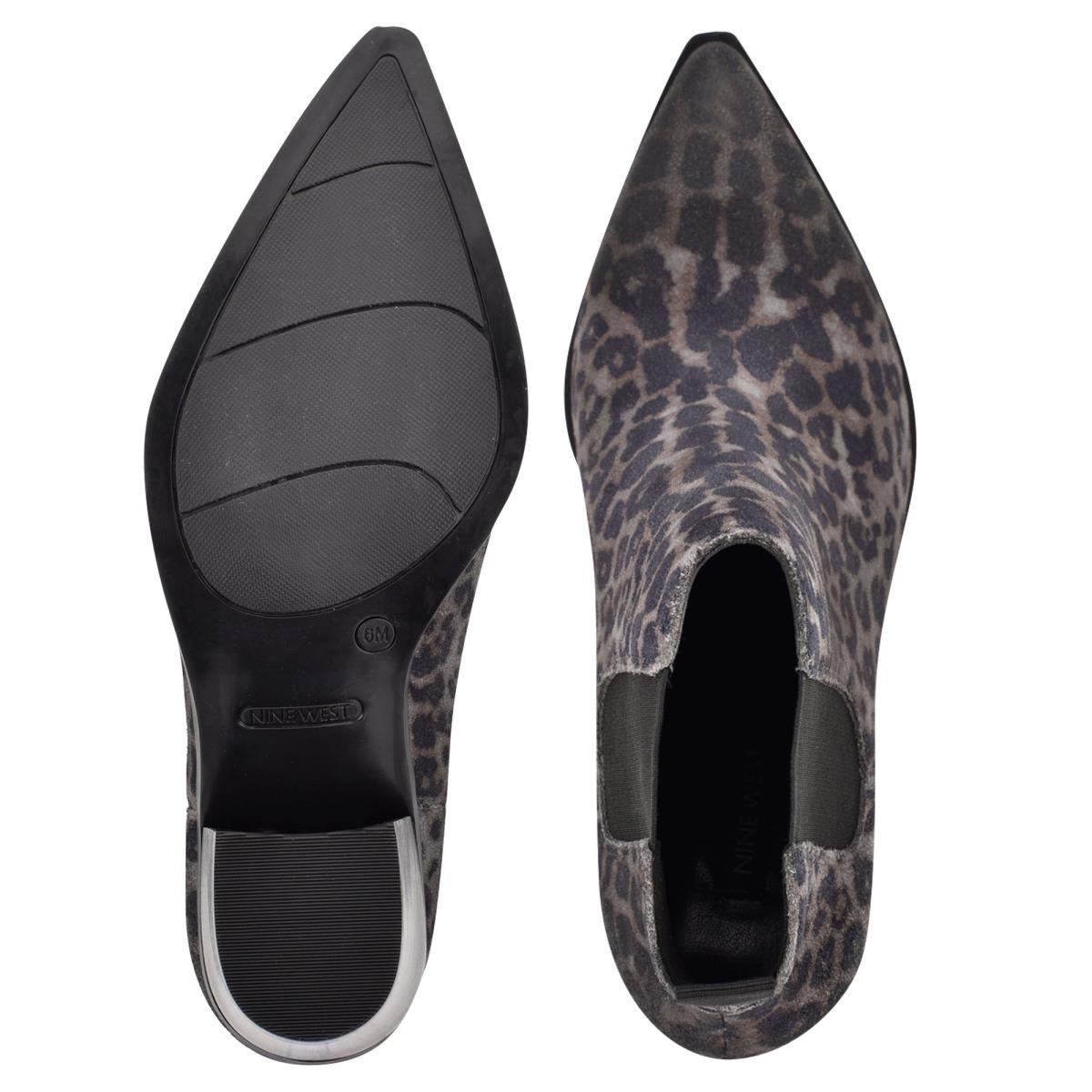 Botines Nine West Wyllis Block Heel Gris Leopardo | 0154PLCZQ