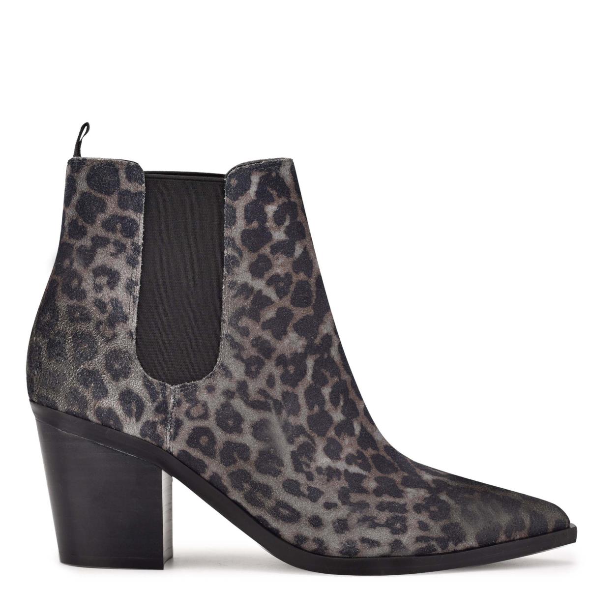 Botines Nine West Wyllis Block Heel Gris Leopardo | 0154PLCZQ