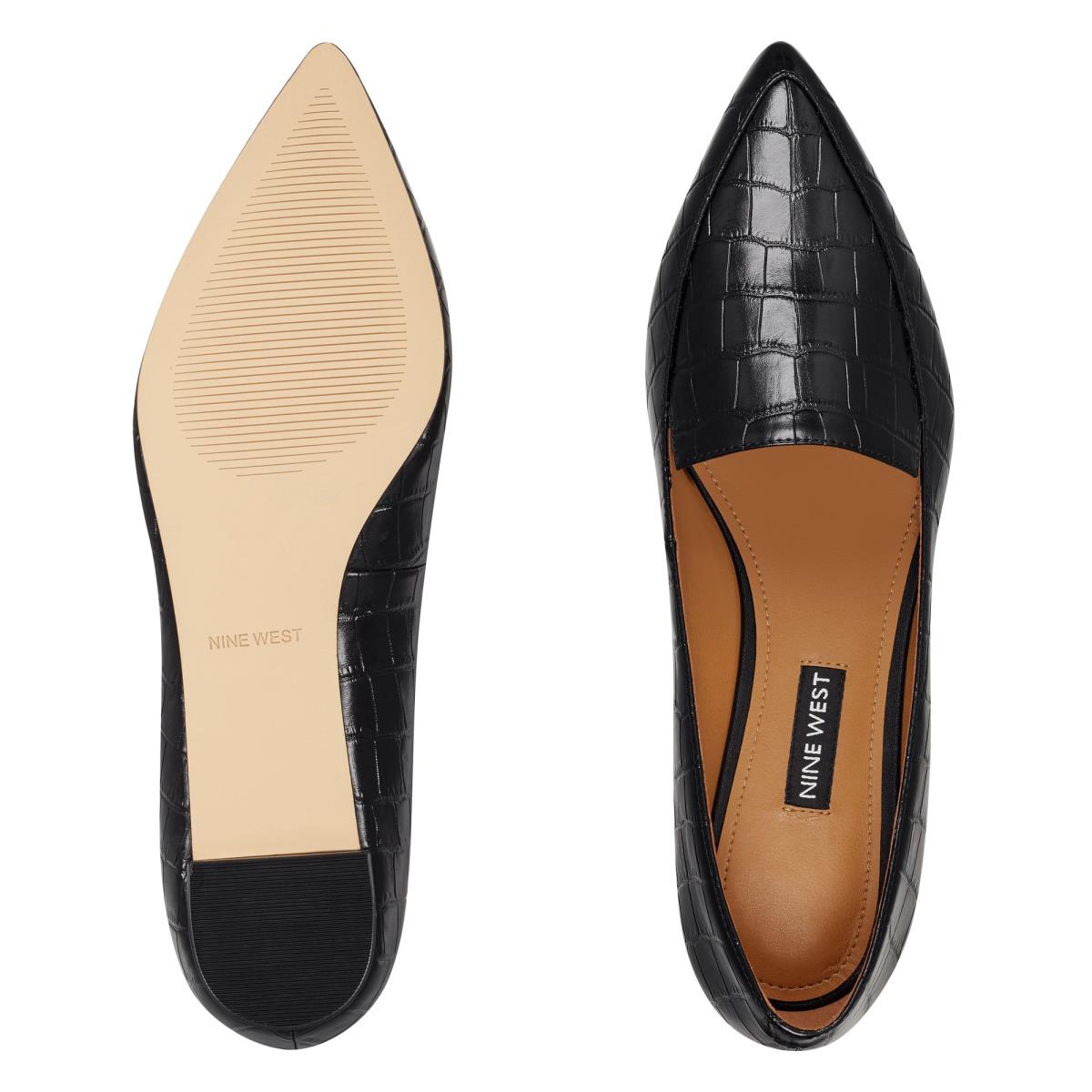 Flats Nine West Abay Smoking Negras | 4803IYZND