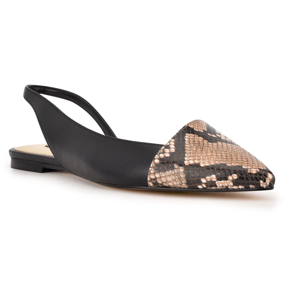 Flats Nine West Beads Destalonadas Pointy Puntera Negras Serpent | 6715ZECAR