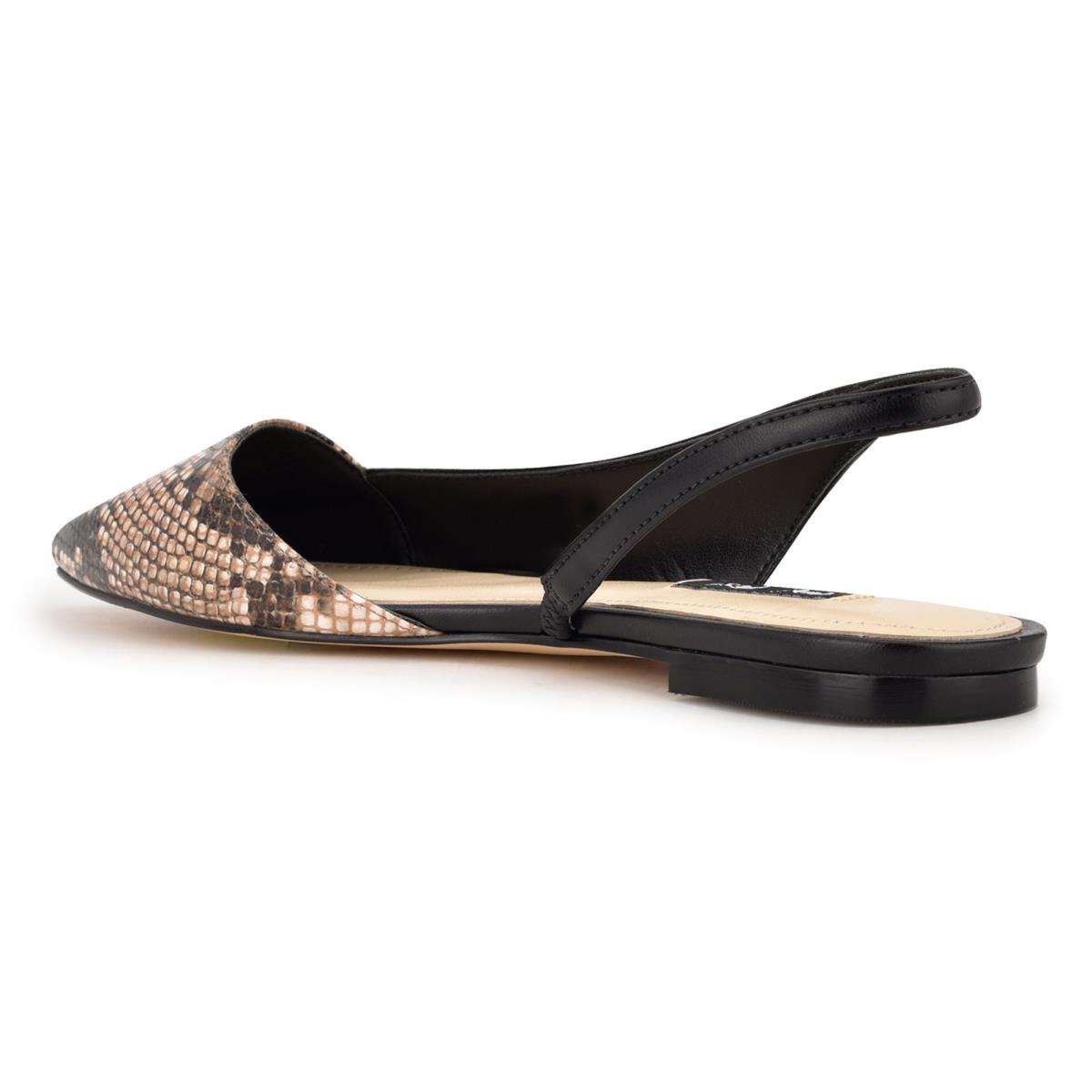 Flats Nine West Beads Destalonadas Pointy Puntera Negras Serpent | 6715ZECAR