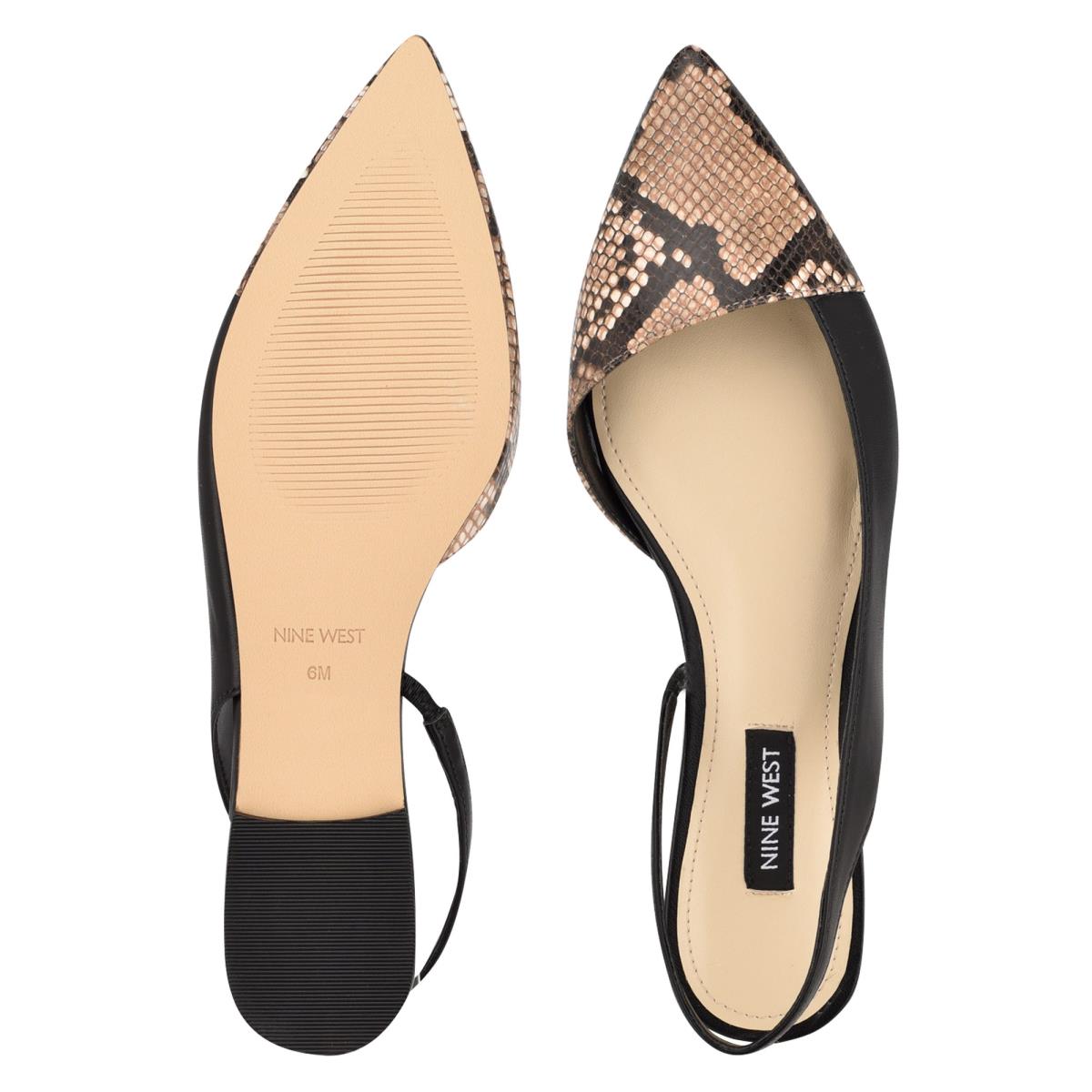 Flats Nine West Beads Destalonadas Pointy Puntera Negras Serpent | 6715ZECAR