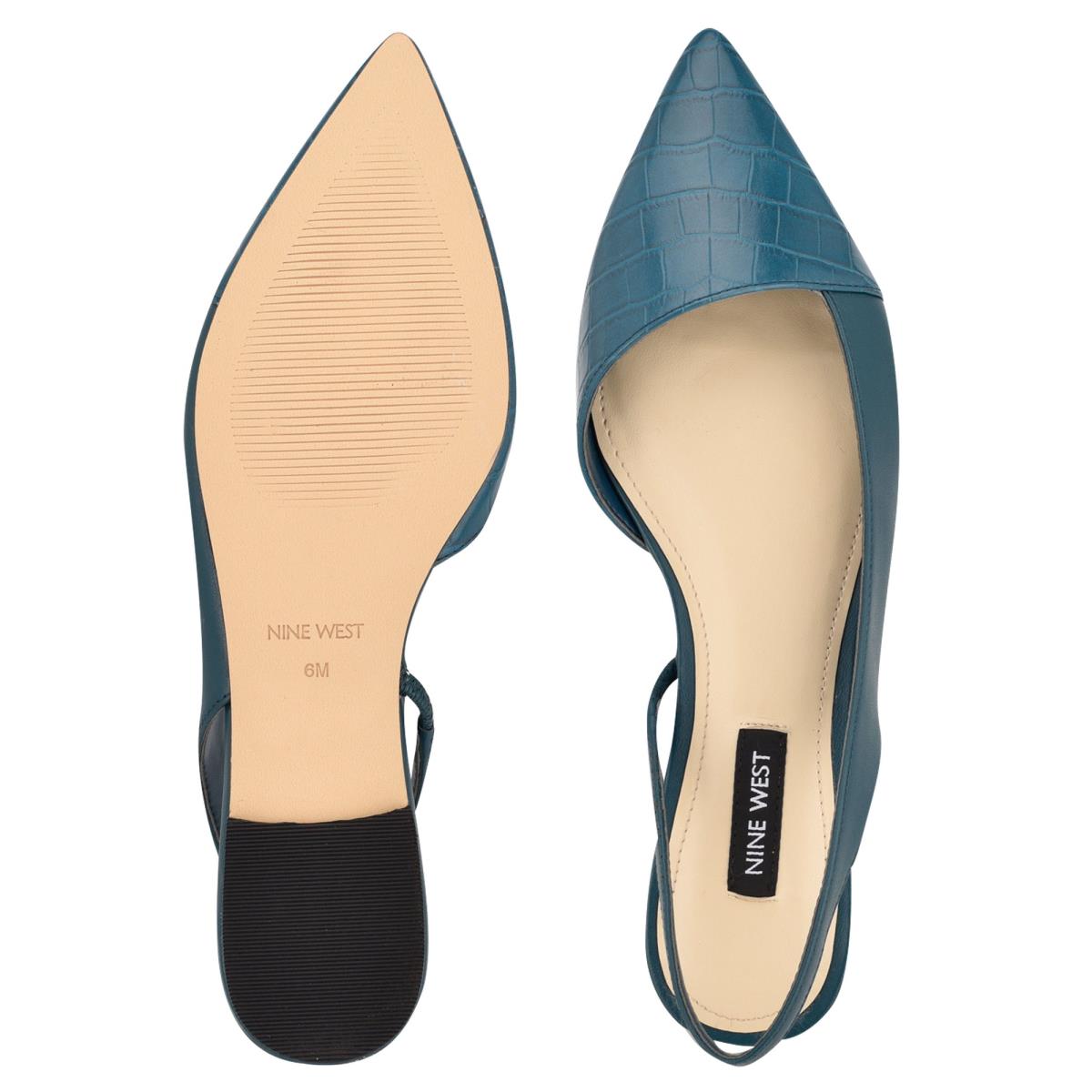 Flats Nine West Beads Destalonadas Pointy Puntera Turquesa Turquesa | 8159OQLTX