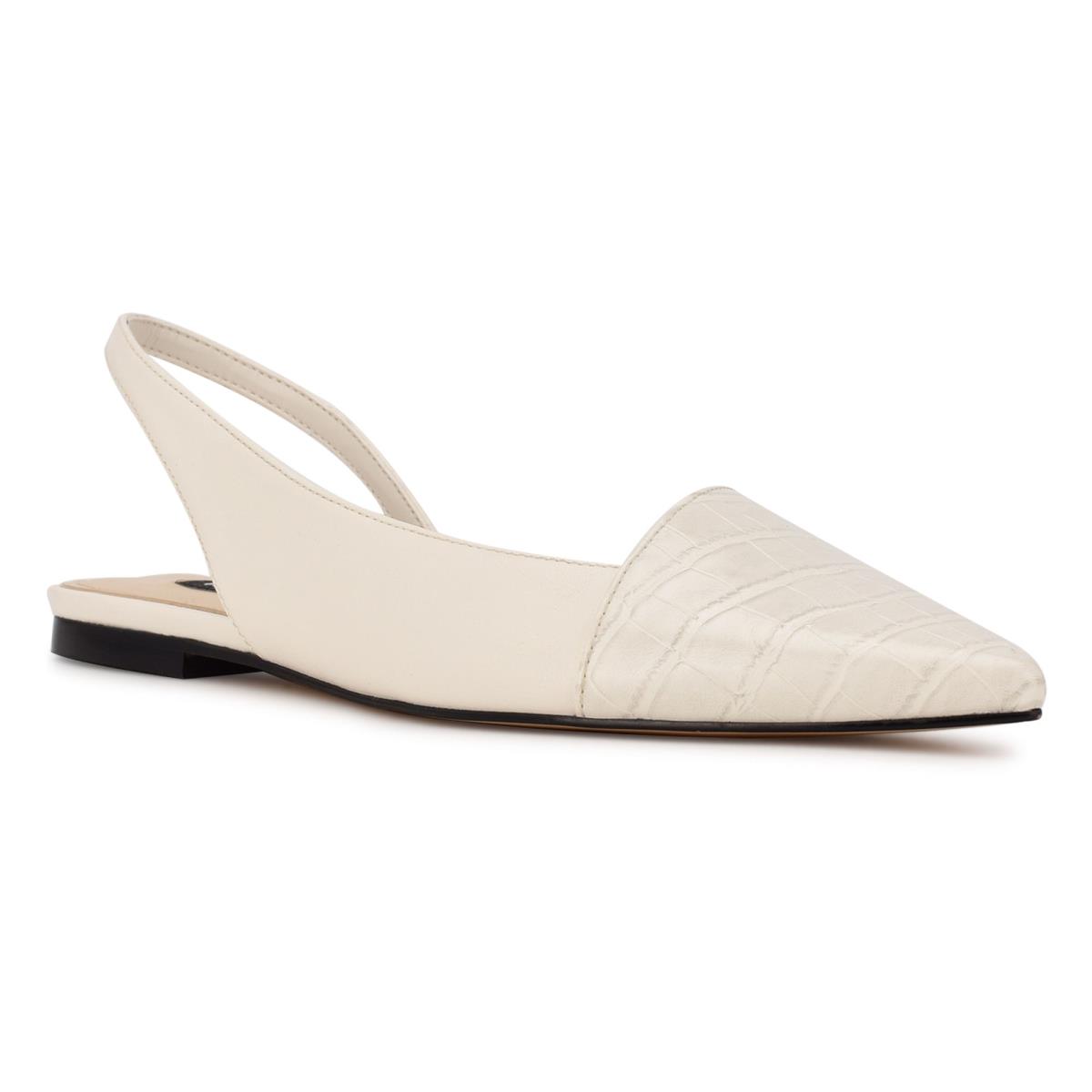 Flats Nine West Beads Destalonadas Pointy Puntera Beige Creme | 8741WTFZC