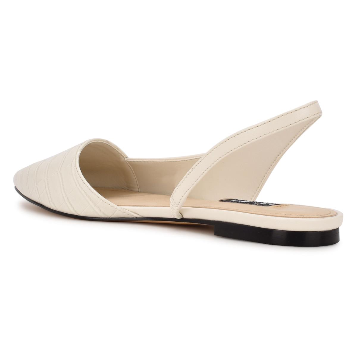 Flats Nine West Beads Destalonadas Pointy Puntera Beige Creme | 8741WTFZC