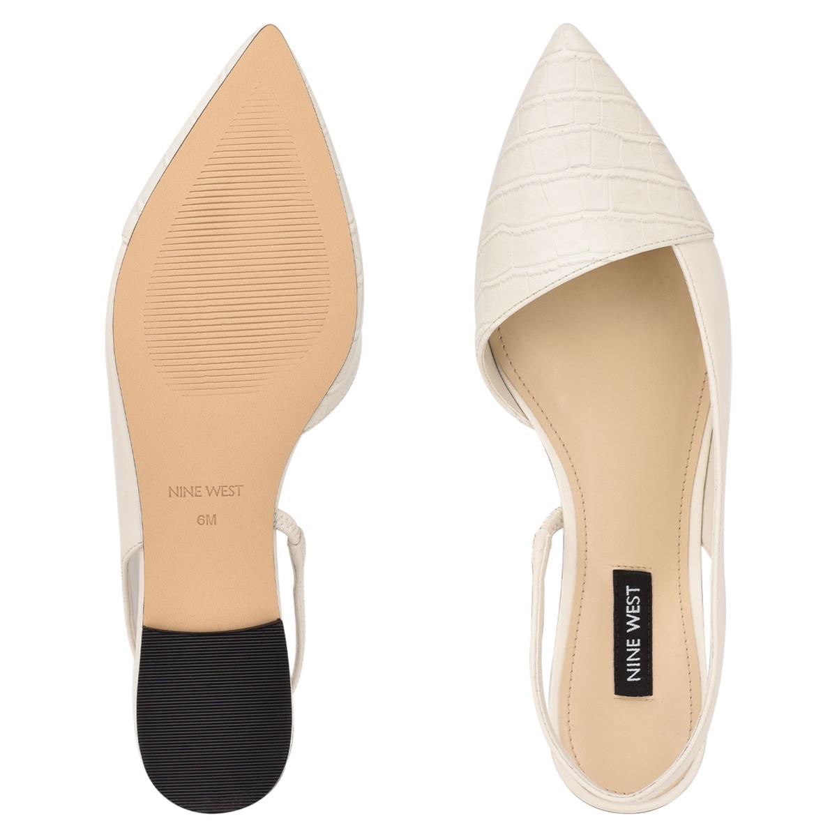 Flats Nine West Beads Destalonadas Pointy Puntera Beige Creme | 8741WTFZC