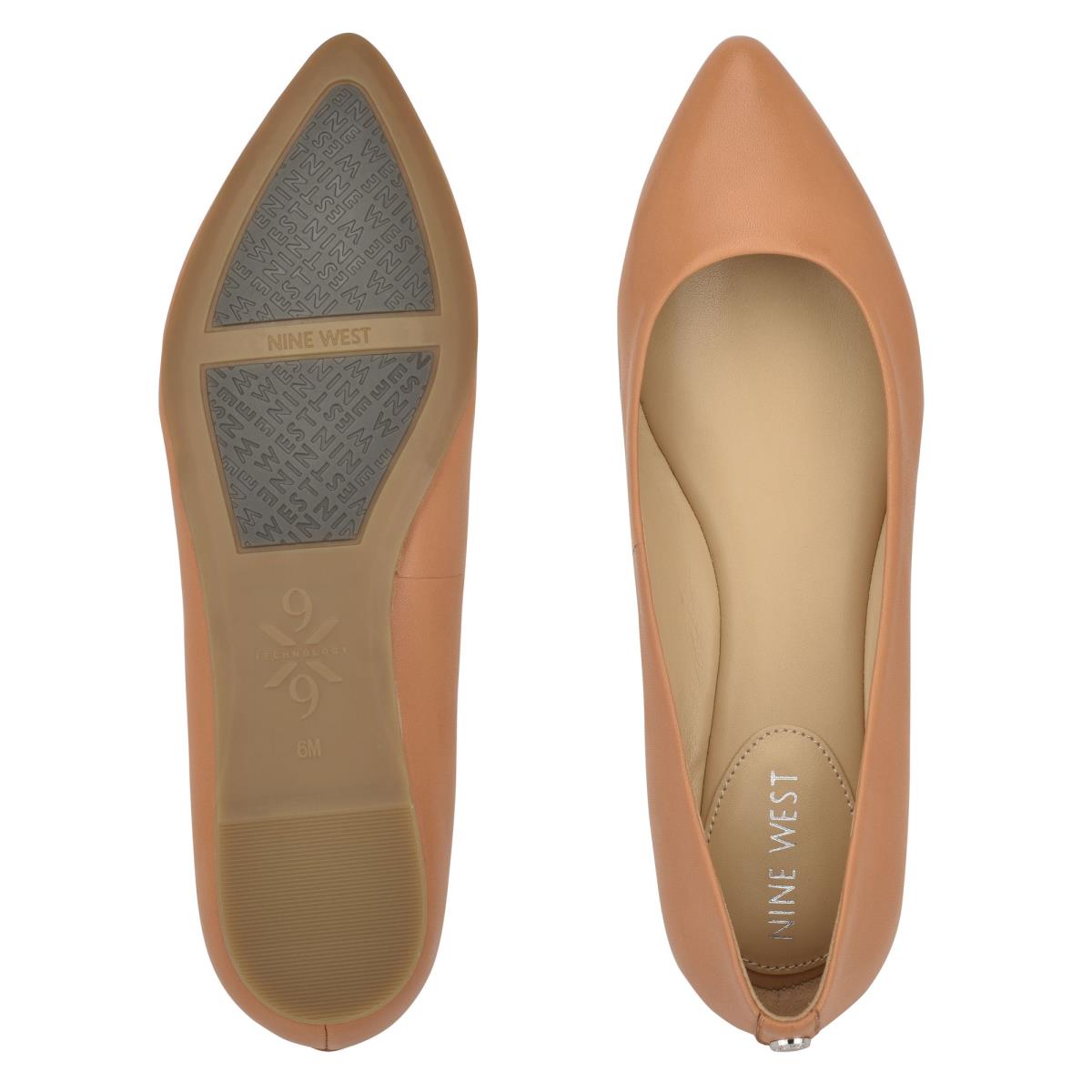 Flats Nine West Ferdi 9x9 Pointy Puntera Beige | 5048QPCKM