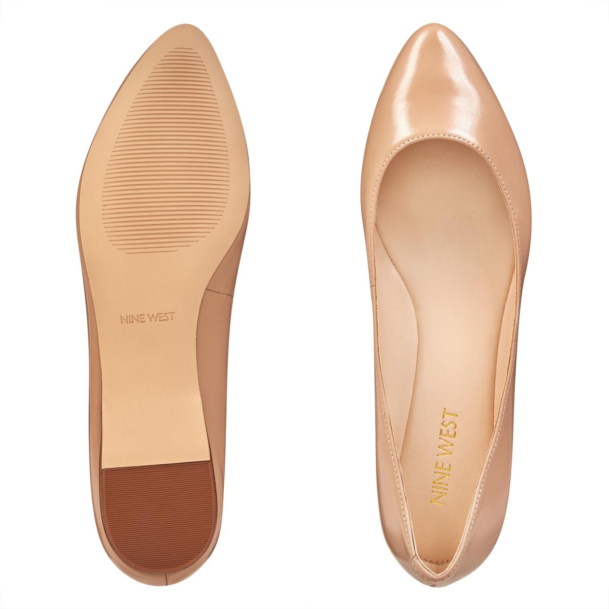 Flats Nine West Speakup Almond Puntera Beige | 7605ARKOB