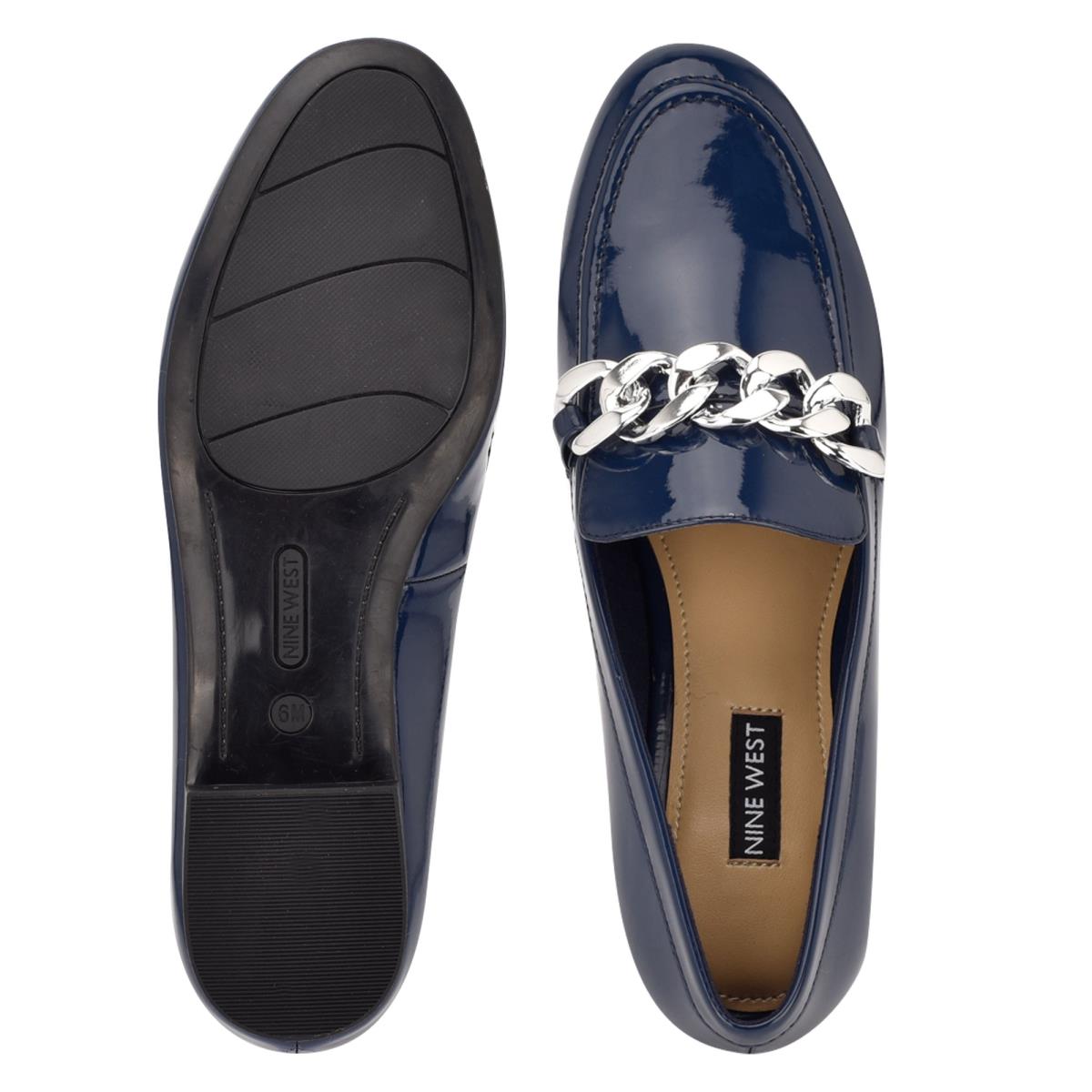 Loafers Nine West Chain Slip-On Azules | 7160BILMO