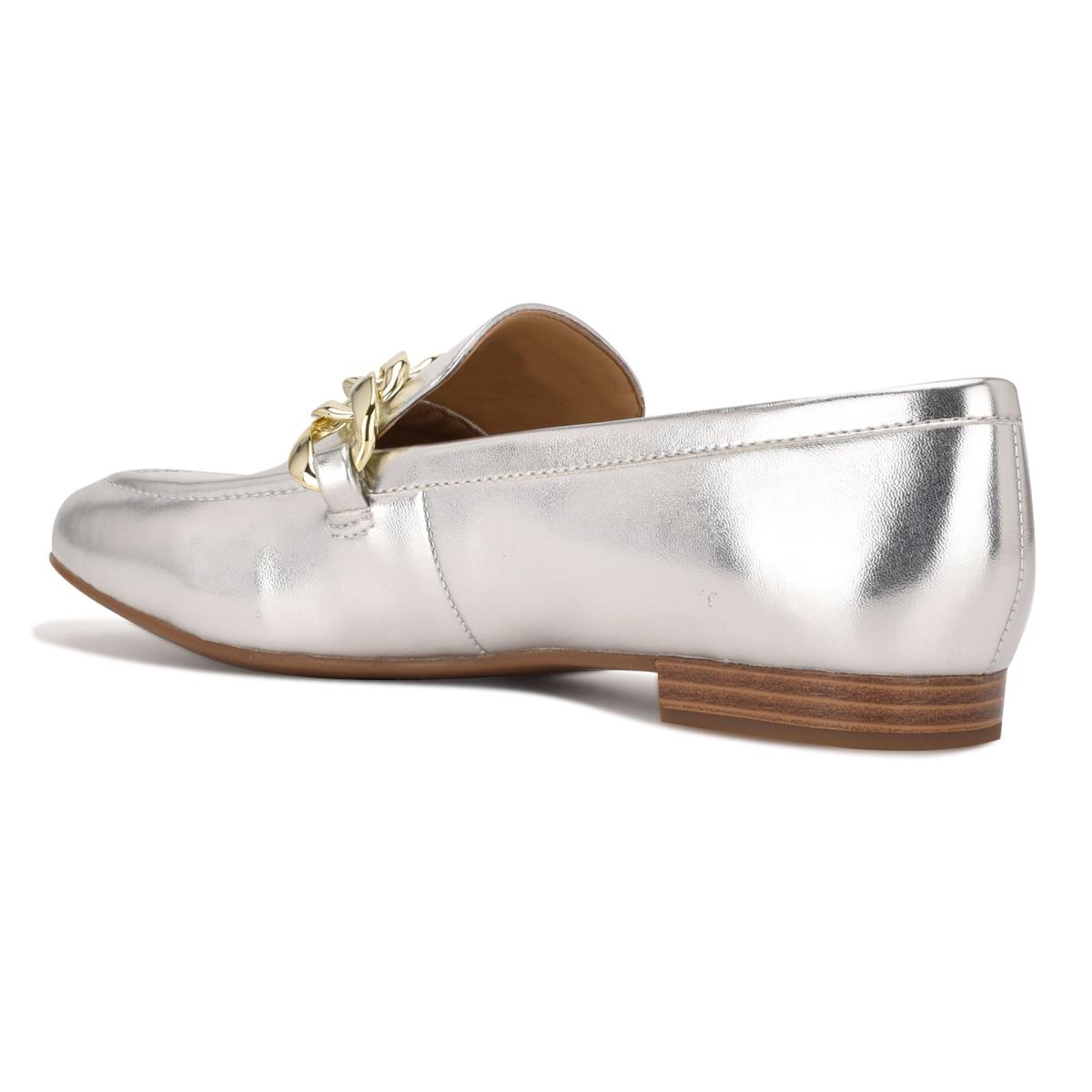 Loafers Nine West Chain Slip-On Plateadas | 9714ZROMG