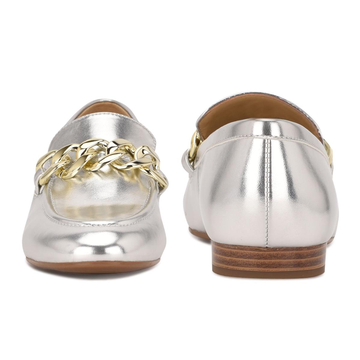 Loafers Nine West Chain Slip-On Plateadas | 9714ZROMG