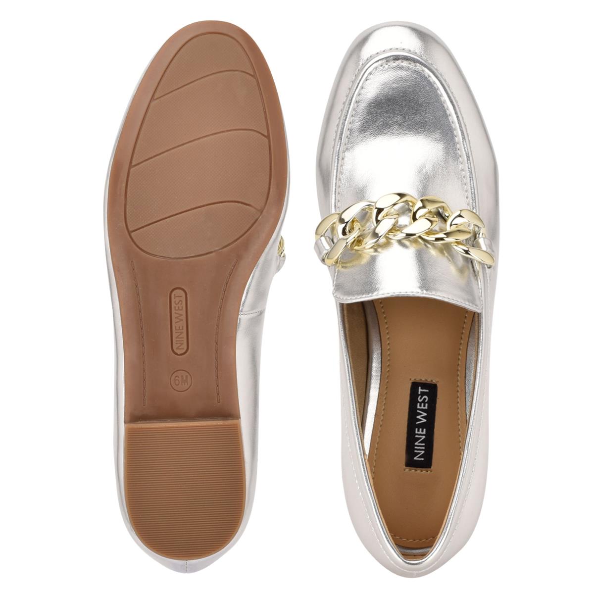 Loafers Nine West Chain Slip-On Plateadas | 9714ZROMG