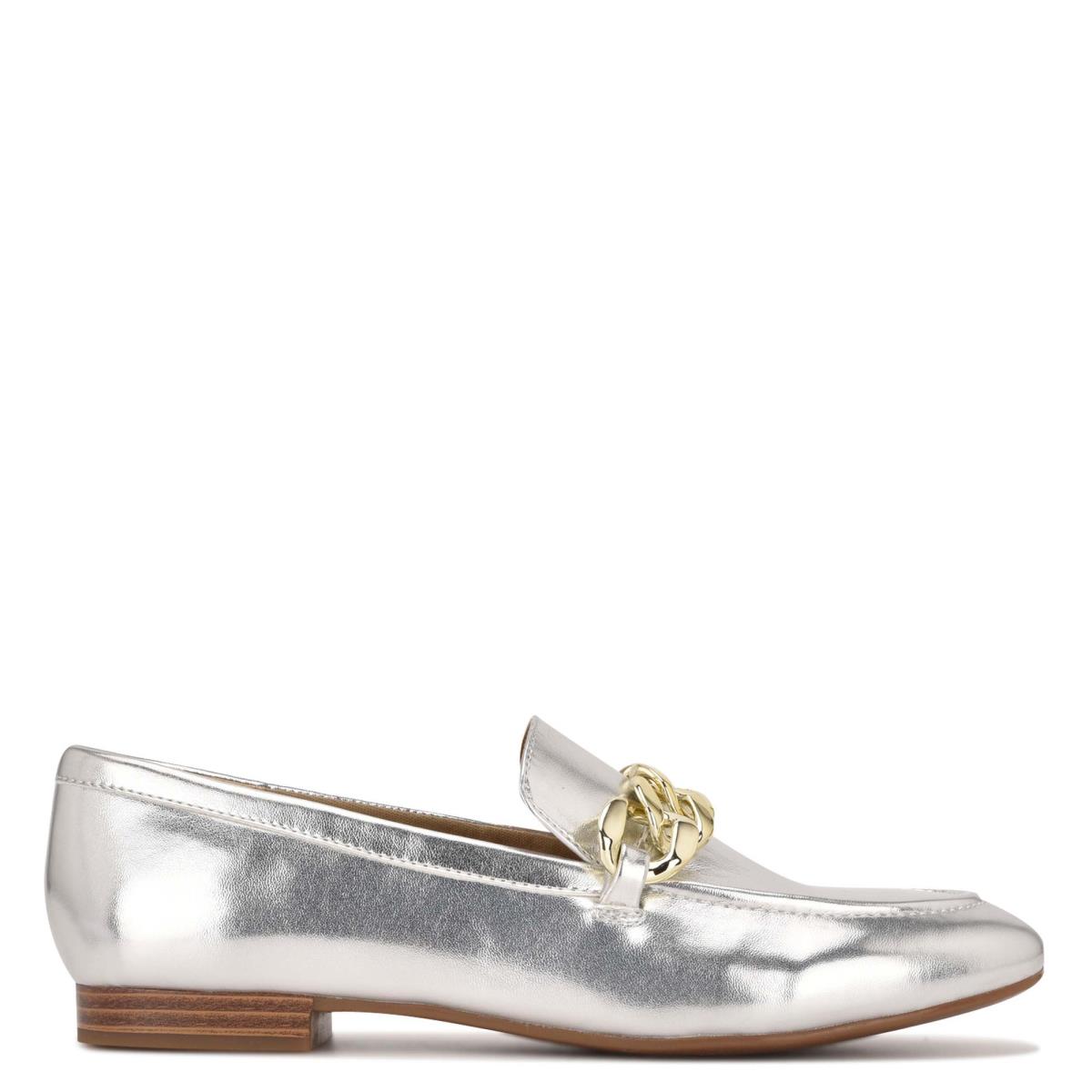 Loafers Nine West Chain Slip-On Plateadas | 9714ZROMG