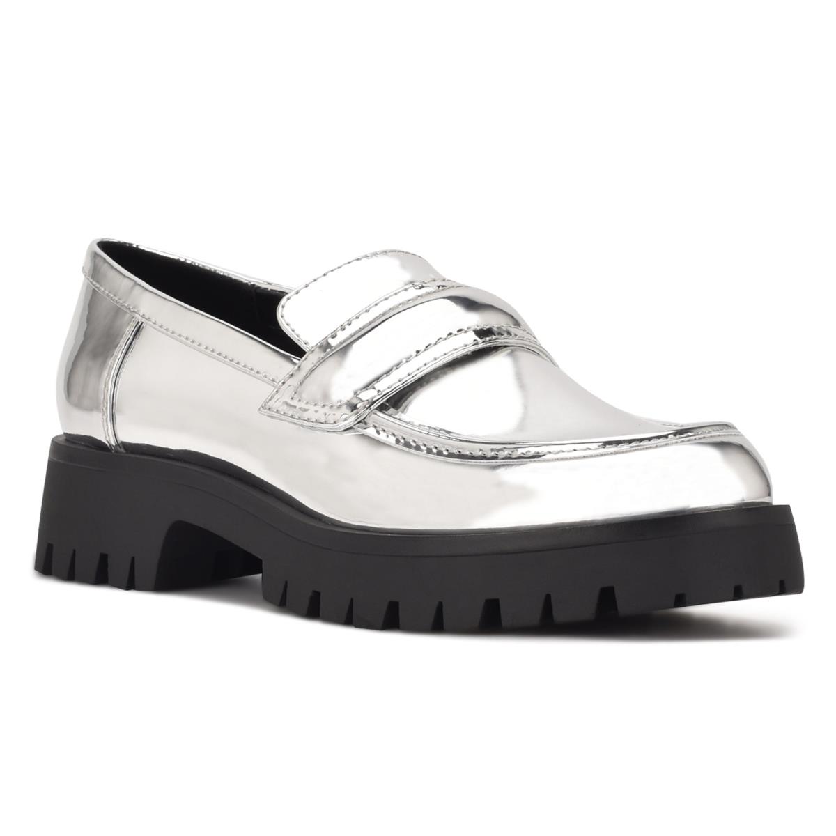 Loafers Nine West Garren Lug Sole Plateadas | 0342ENXRC