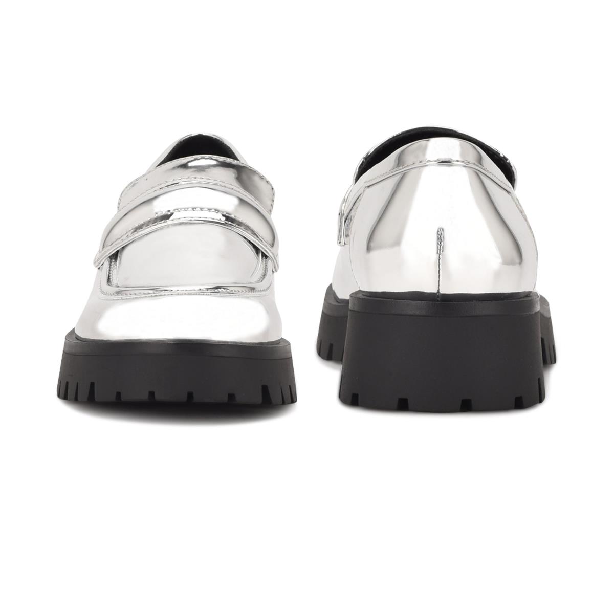 Loafers Nine West Garren Lug Sole Plateadas | 0342ENXRC