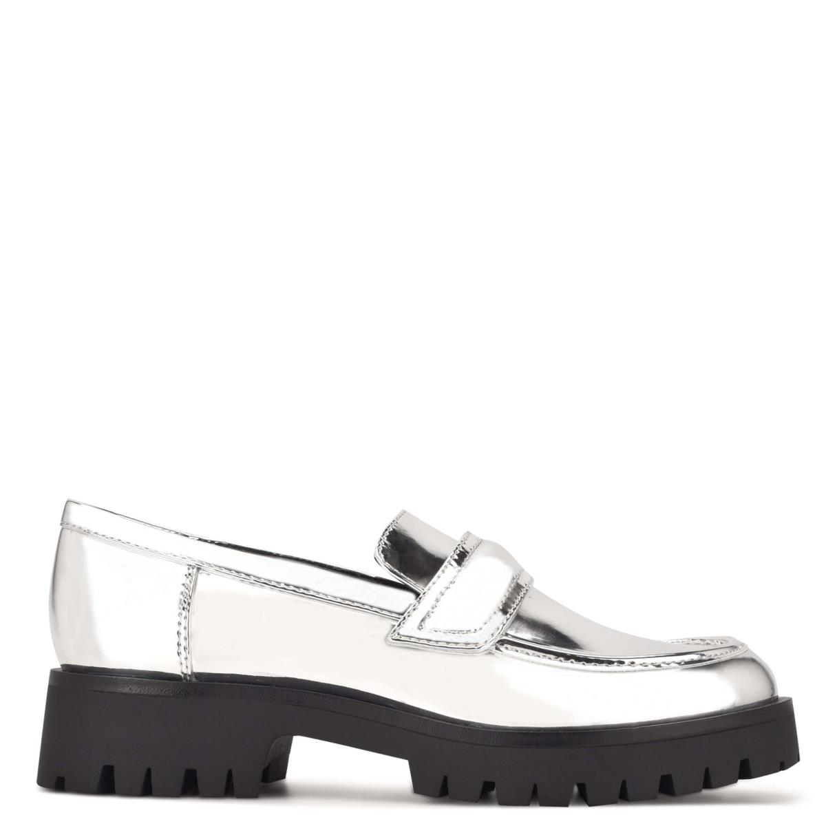 Loafers Nine West Garren Lug Sole Plateadas | 0342ENXRC