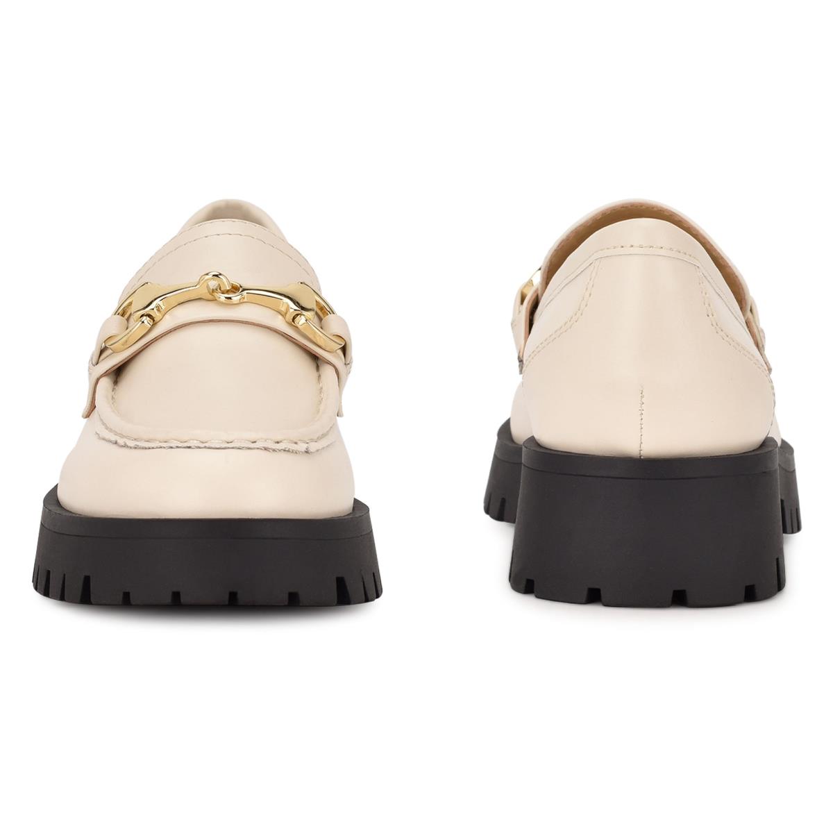 Loafers Nine West Gonehme Lug Sole Creme | 2573CMXNO