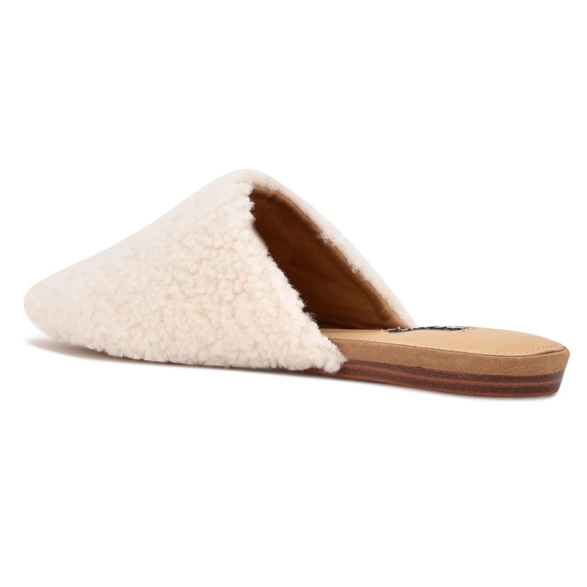 Mulas Nine West Furzy Pointy Puntera Creme | 5147ZPXYO