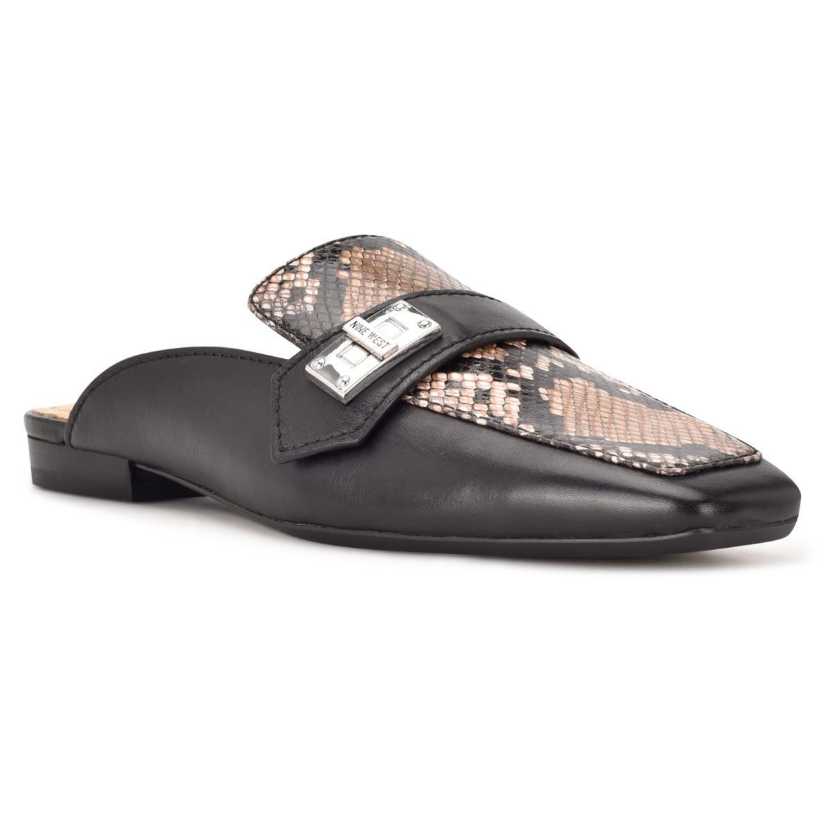 Mulas Nine West Neat 9x9 Loafer Negras Beige Serpent | 8429SAOVW