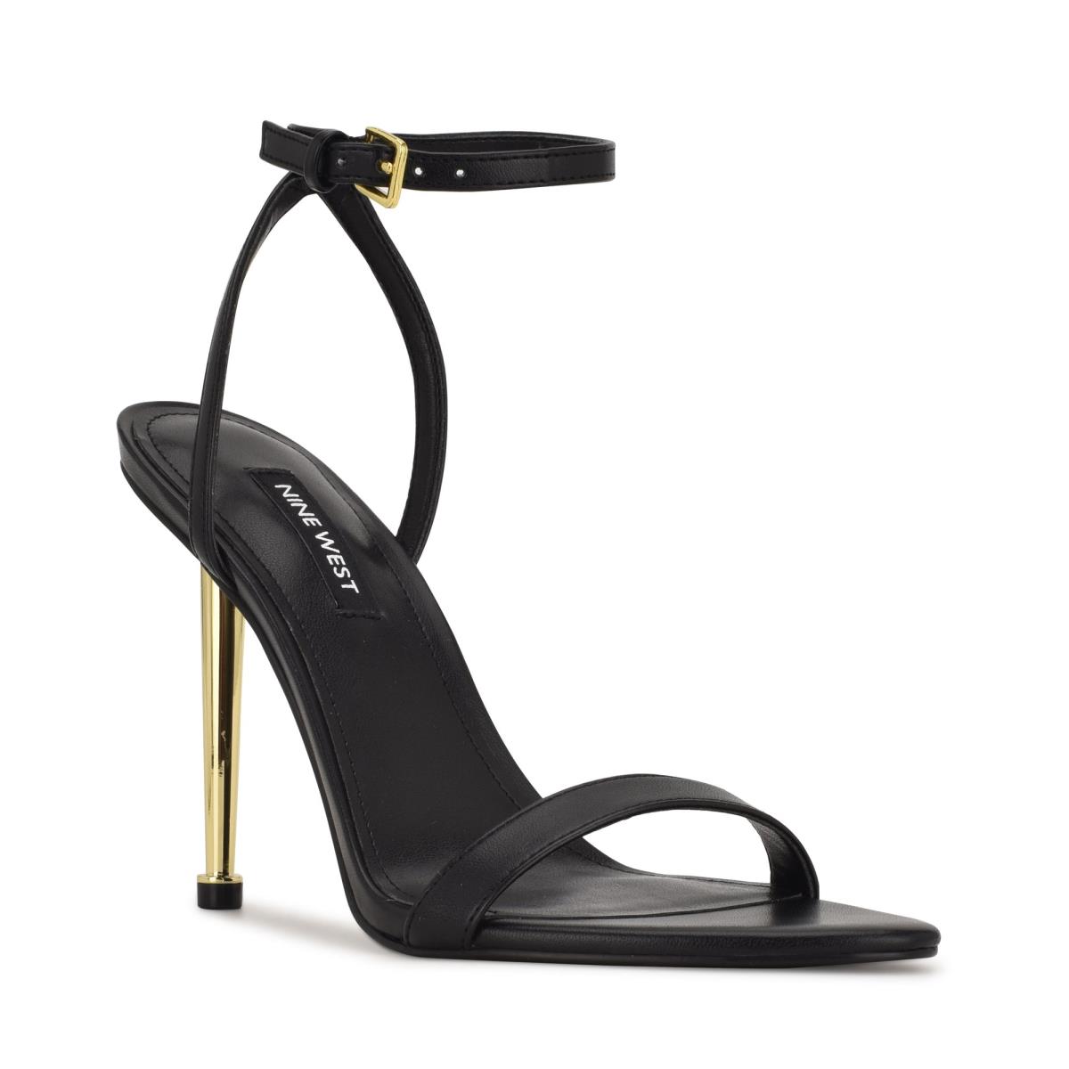 Sandalias Con Tiras Nine West Reina Ankle Negras | 7861EYTUM