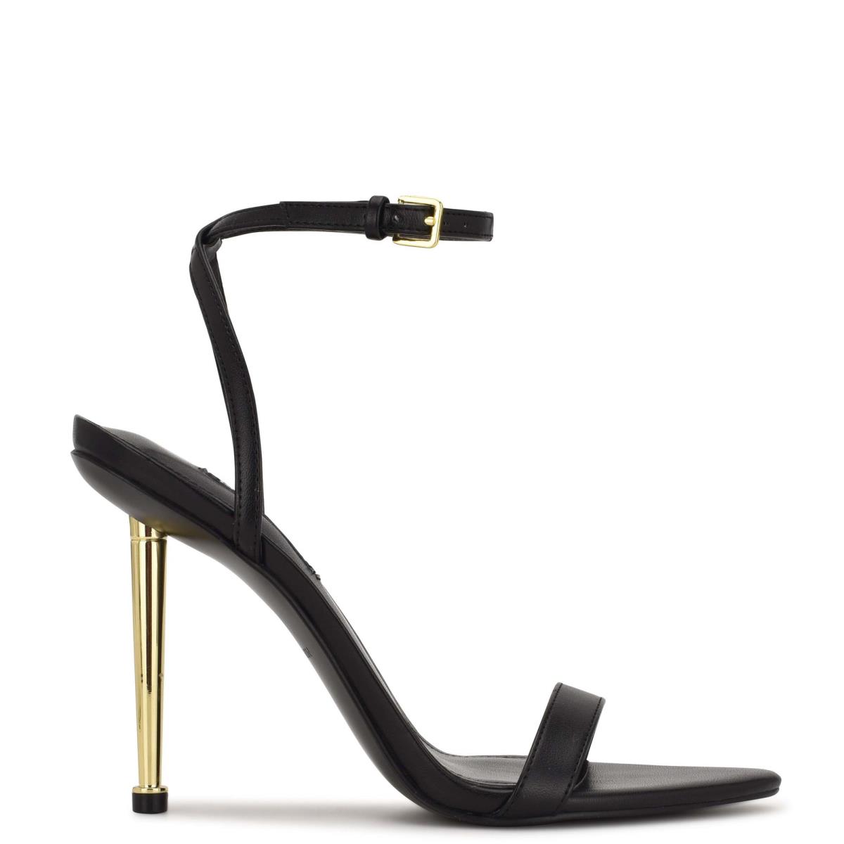 Sandalias Con Tiras Nine West Reina Ankle Negras | 7861EYTUM