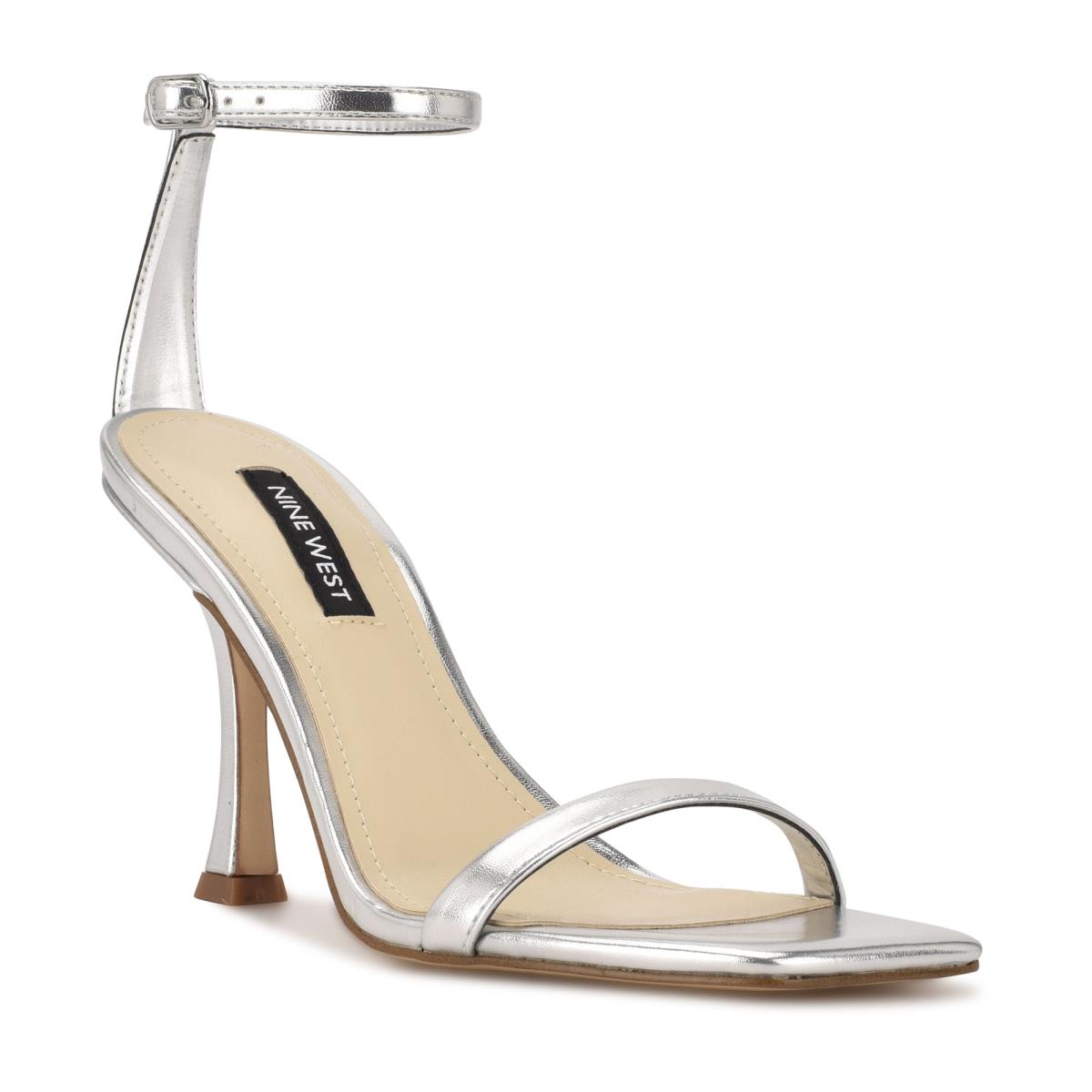 Sandalias Con Tiras Nine West Yess Ankle Plateadas | 6945JBHUF