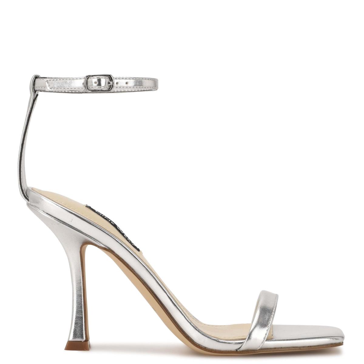 Sandalias Con Tiras Nine West Yess Ankle Plateadas | 6945JBHUF