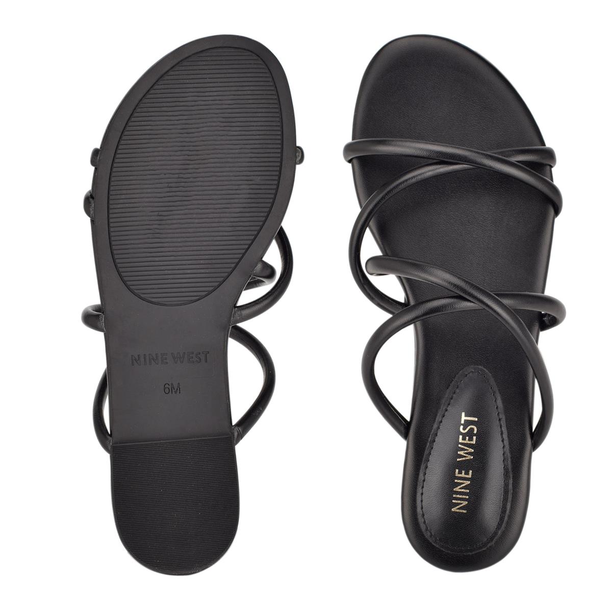 Sandalias Deslizantes Nine West Beva Planos Negras | 9345LYFMO