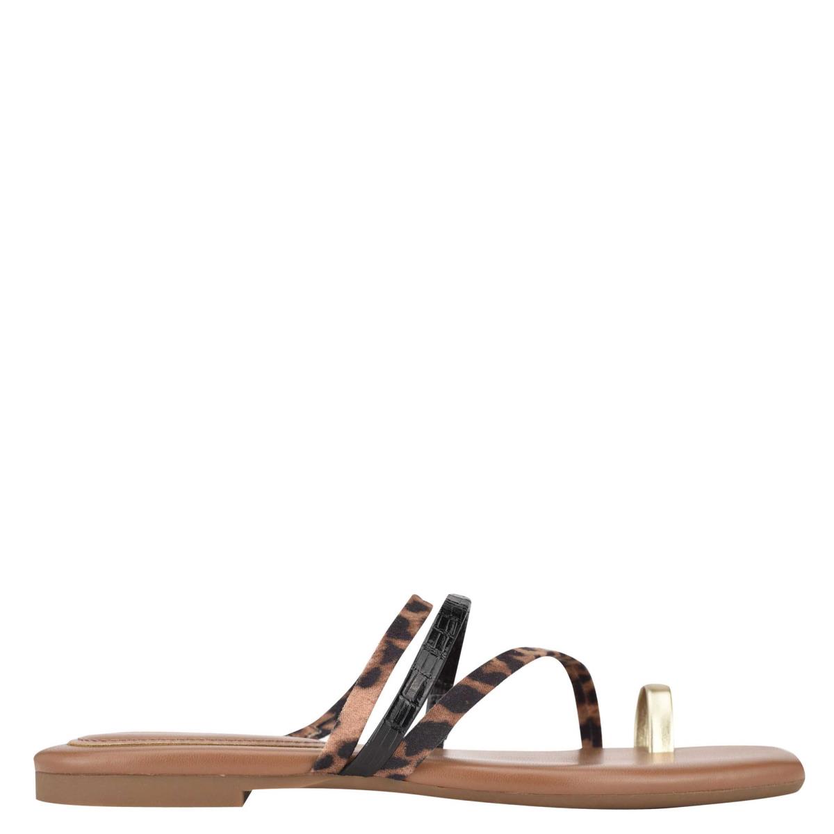 Sandalias Deslizantes Nine West Darbie Planos Puntera Ring Leopardo Multicolor | 0863IBLHE