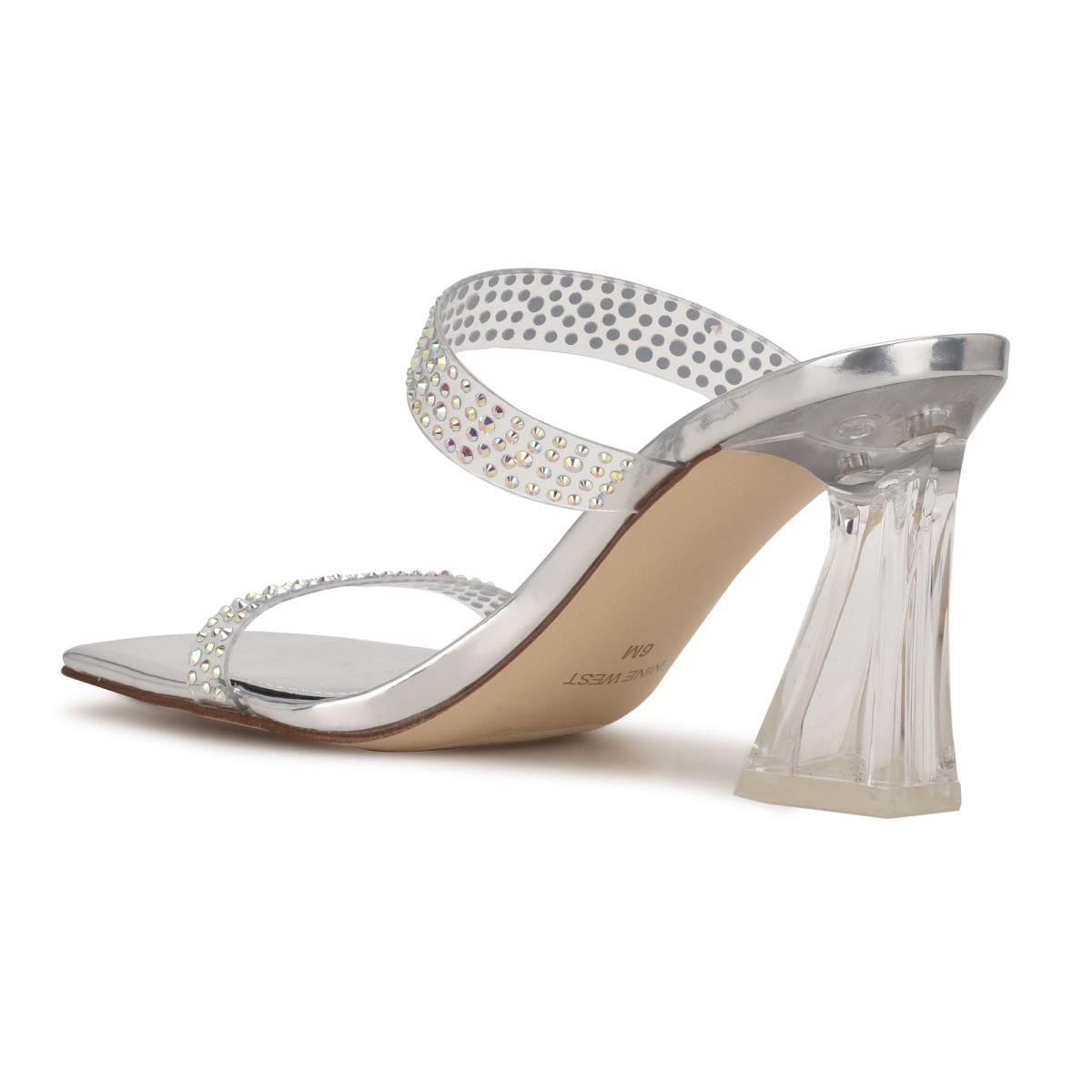 Sandalias Deslizantes Nine West Darla Tacón Plateadas | 9456TJHWA