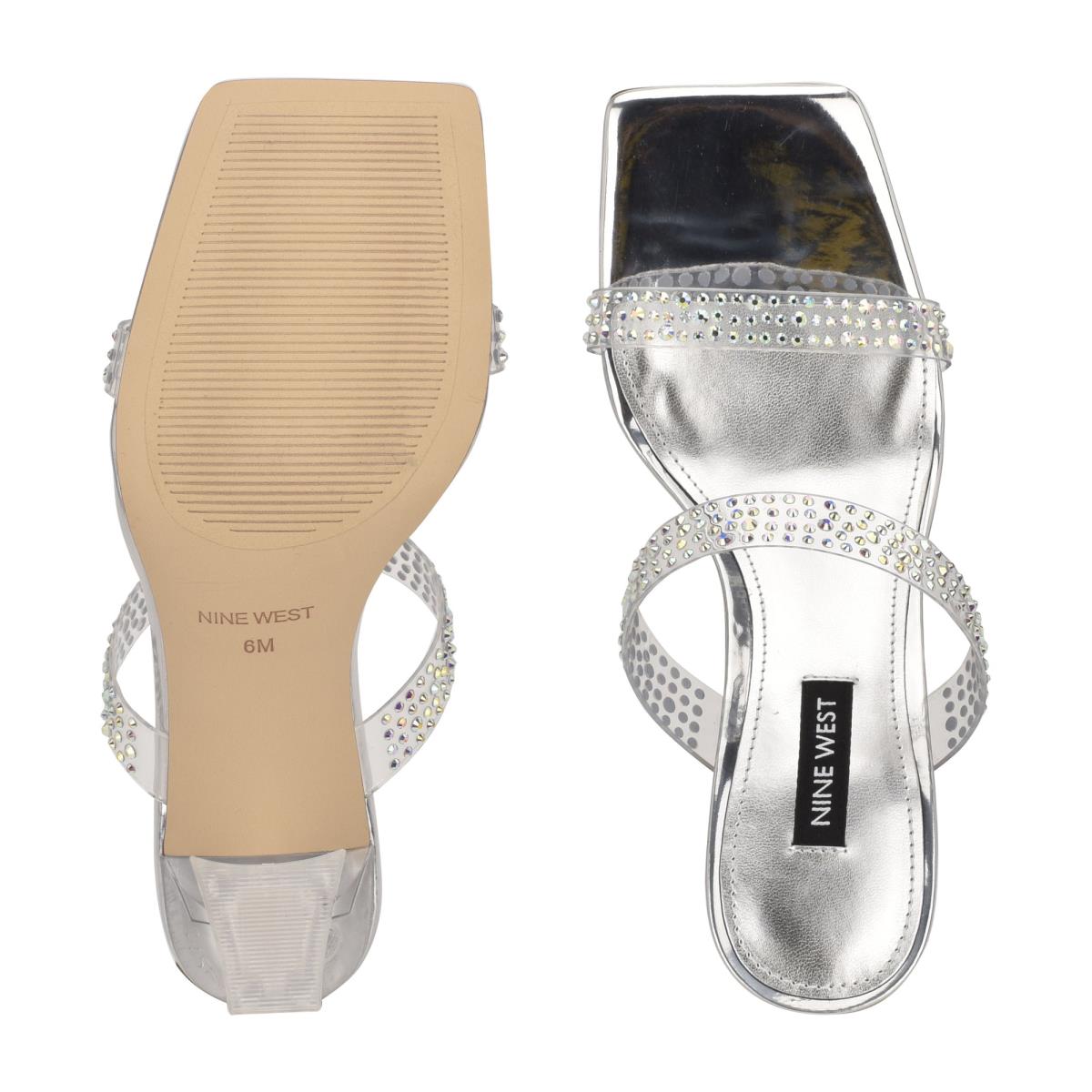 Sandalias Deslizantes Nine West Darla Tacón Plateadas | 9456TJHWA