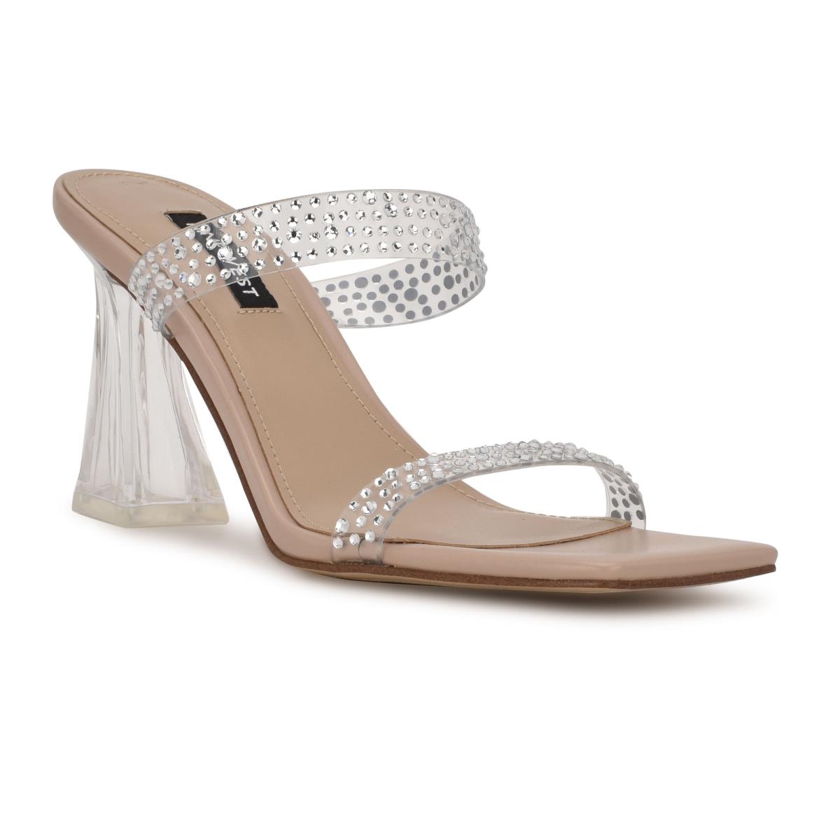 Sandalias Deslizantes Nine West Darla Tacón Beige | 9478PECNG