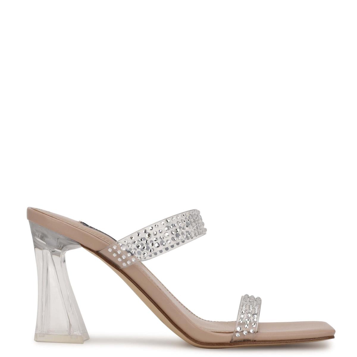 Sandalias Deslizantes Nine West Darla Tacón Beige | 9478PECNG