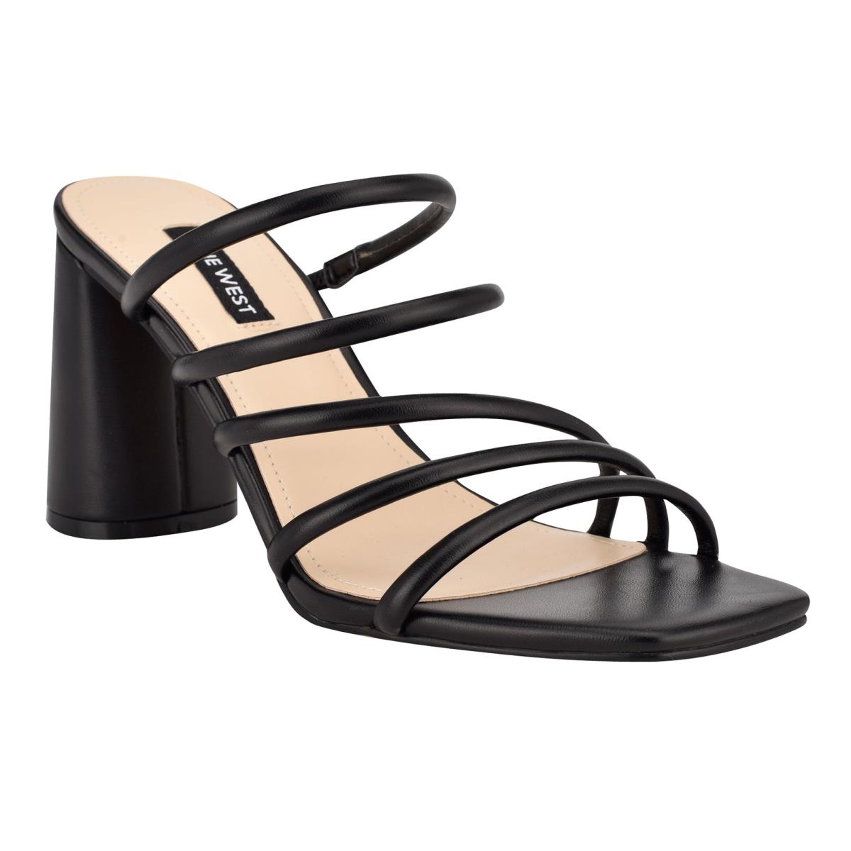 Sandalias Deslizantes Nine West Girlie Block Heel Negras | 1206NJGWF