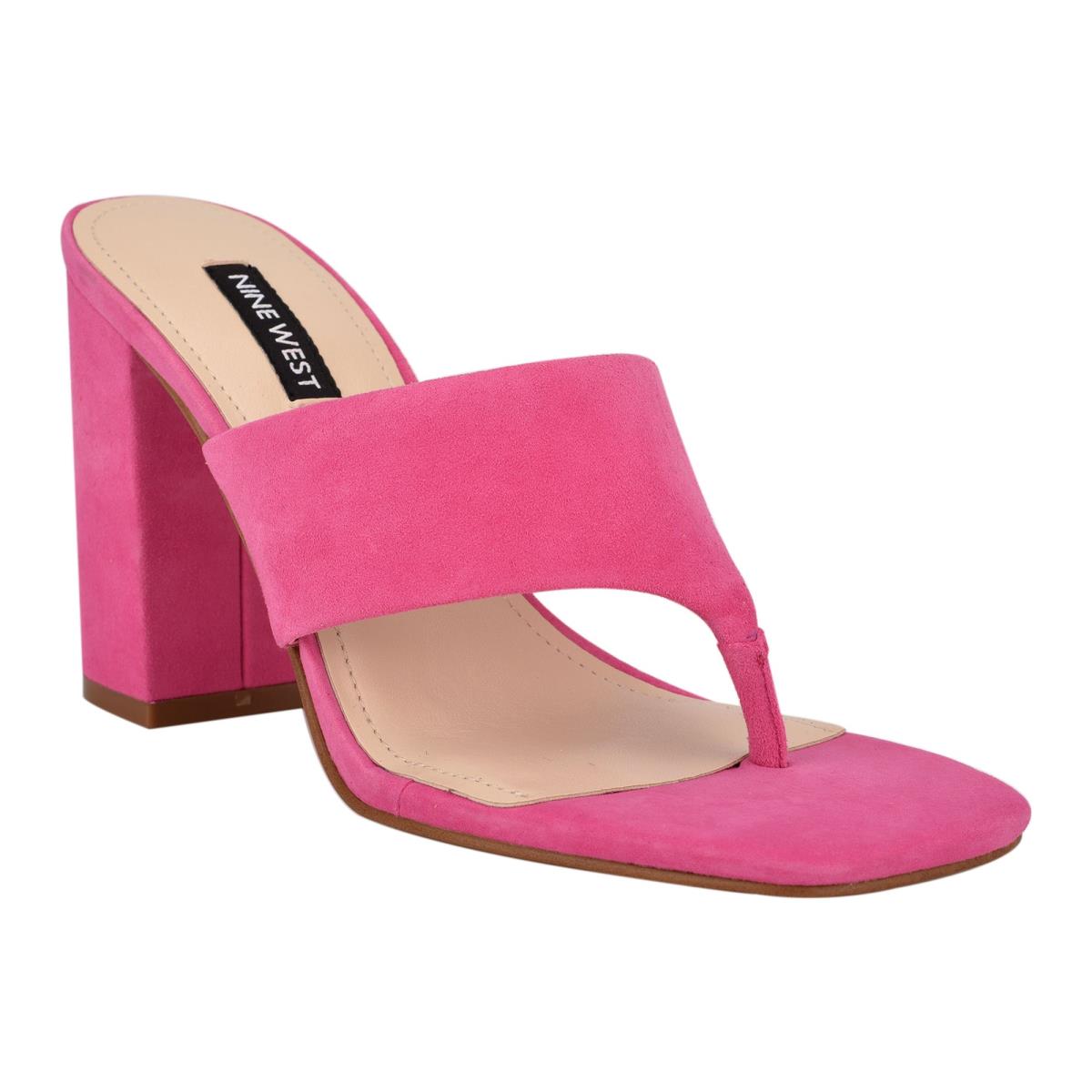 Sandalias Deslizantes Nine West Gogo Block Heel Rosas | 7245ILWQN