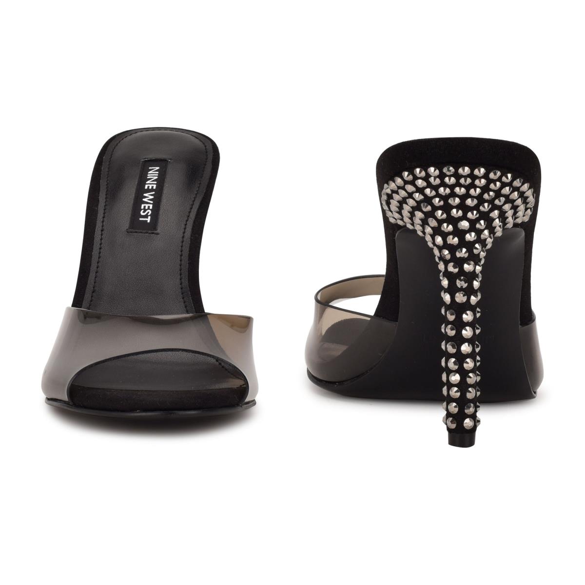 Sandalias Deslizantes Nine West Ido Rhinestone Tacón Negras | 1290CSKBT