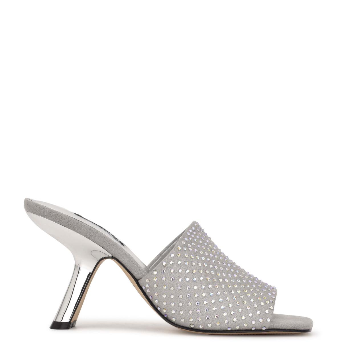 Sandalias Deslizantes Nine West Partie Tacón Gris | 5048YWXOI