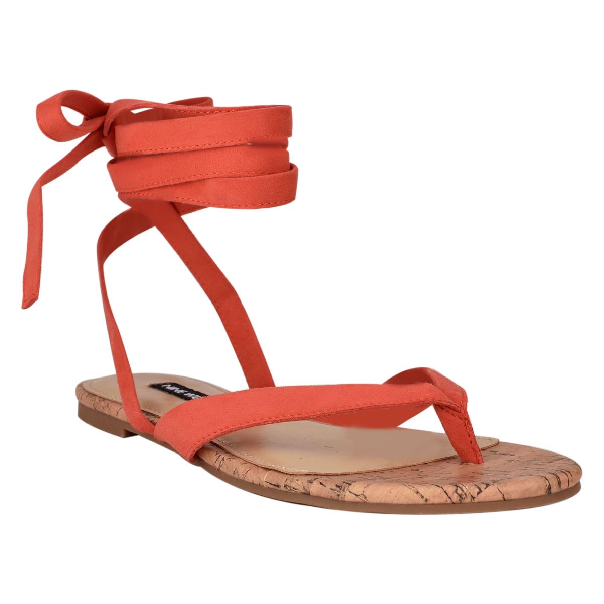 Sandalias Planas Nine West Tiedup Ankle Wrap Rojas | 1470RJLAC