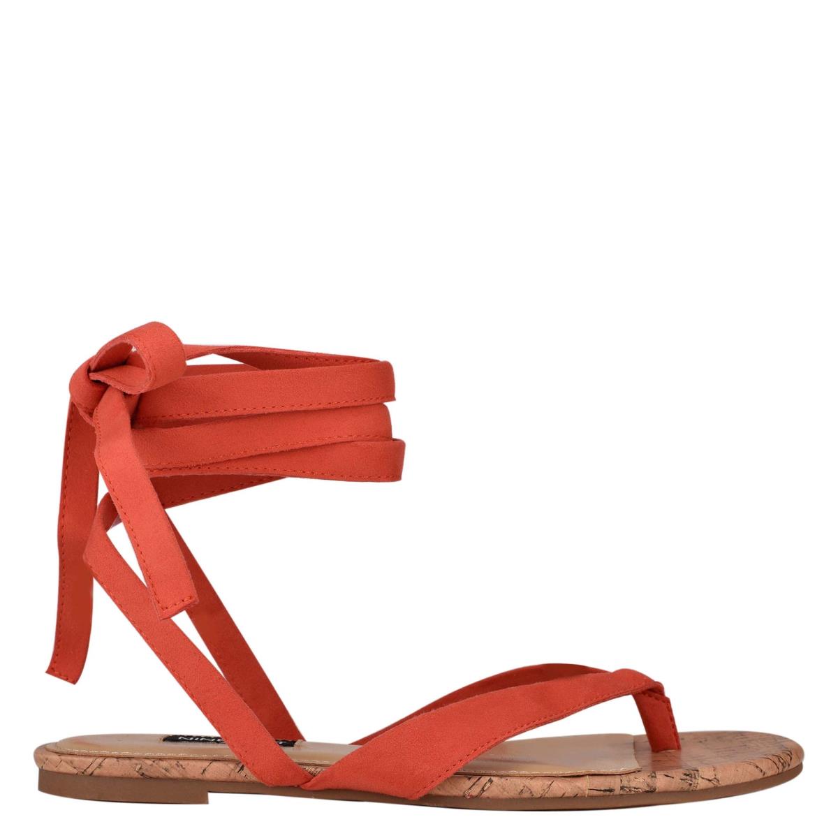 Sandalias Planas Nine West Tiedup Ankle Wrap Rojas | 1470RJLAC