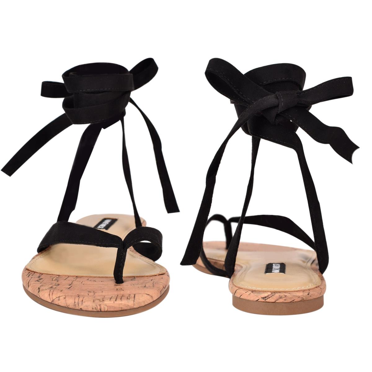 Sandalias Planas Nine West Tiedup Ankle Wrap Negras | 2746LXRCD