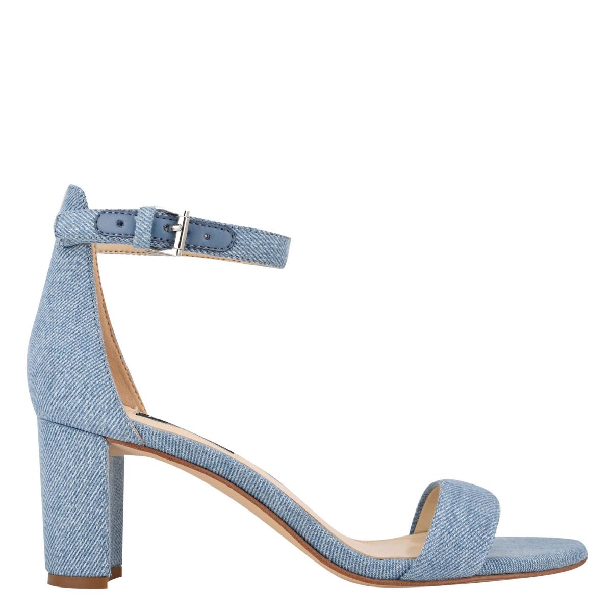 Sandalias Tacones Nine West Pruce Ankle Correa Block Azules | 0657DGIPR